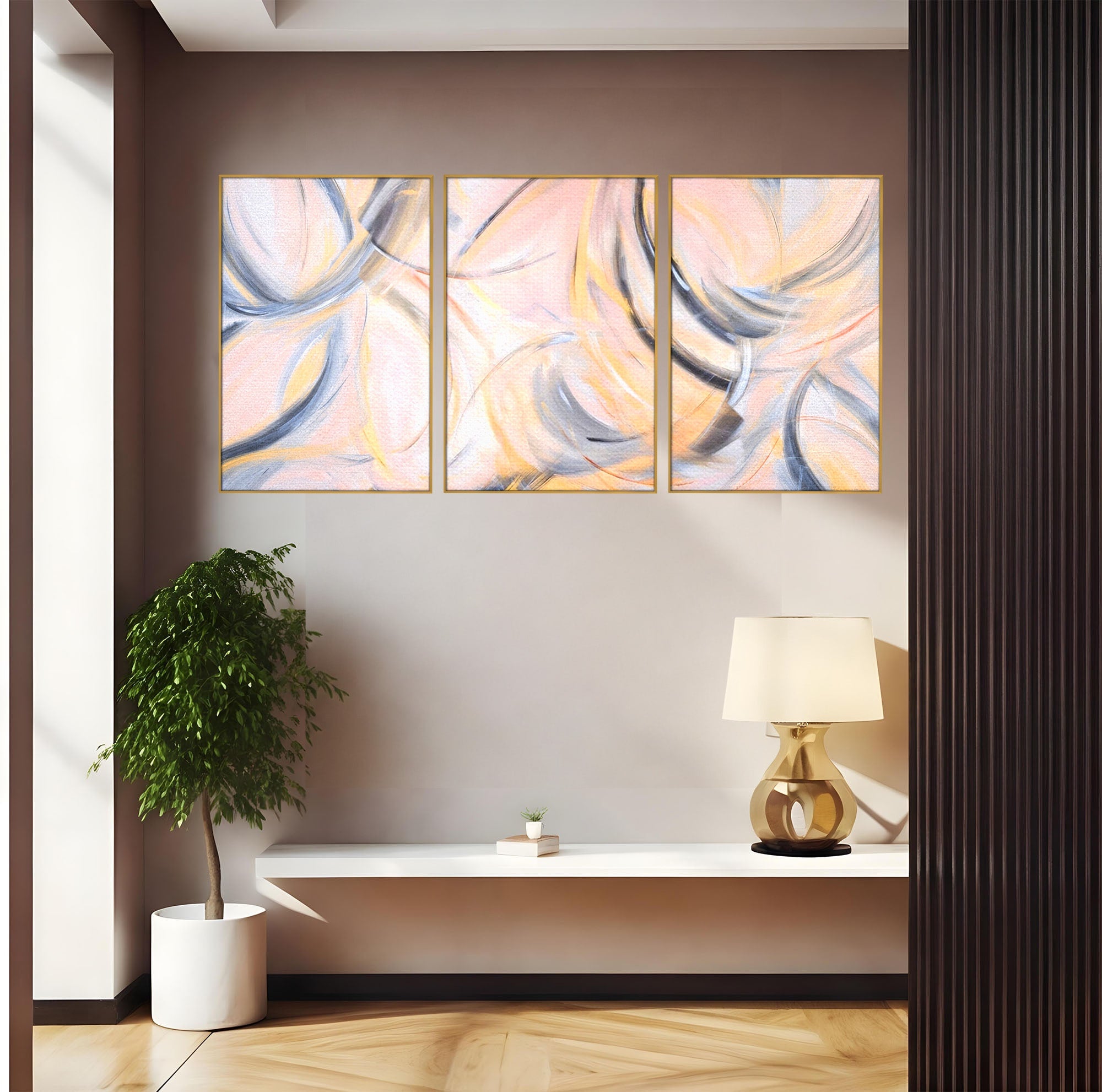 Set 3 Tablouri Canvas Premium LuxCanva® A3-1590, Exprimare Libera, Dormitor, Cercuri De Culoare, Decorativ, Abstract, Living, Culori Vibrante