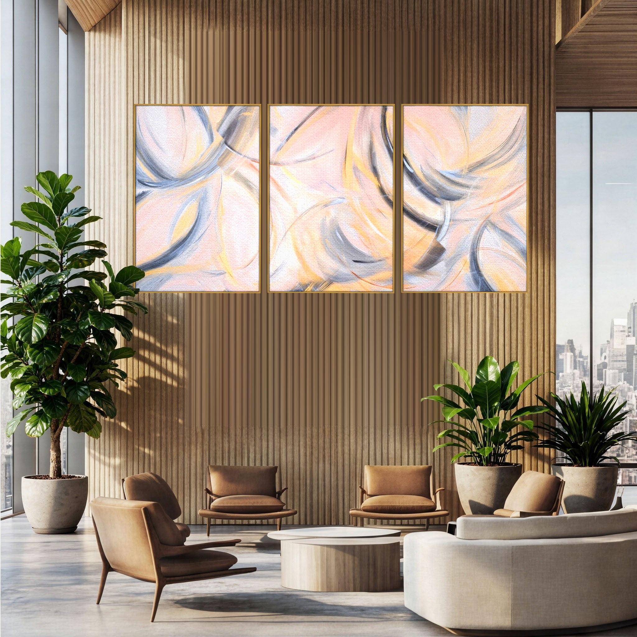 Set 3 Tablouri Canvas Premium LuxCanva® A3-1590, Exprimare Libera, Dormitor, Cercuri De Culoare, Decorativ, Abstract, Living, Culori Vibrante