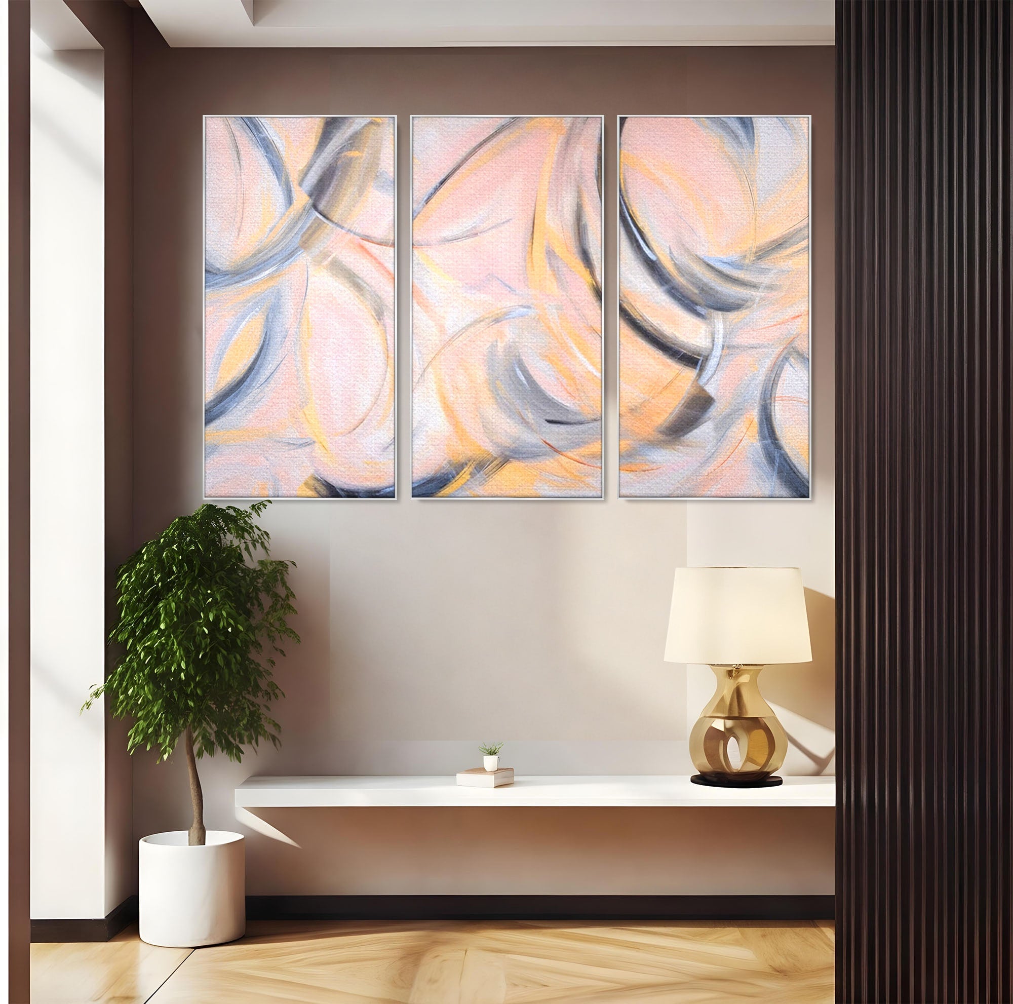 Set 3 Tablouri Canvas Premium LuxCanva® A3-1590, Exprimare Libera, Dormitor, Cercuri De Culoare, Decorativ, Abstract, Living, Culori Vibrante