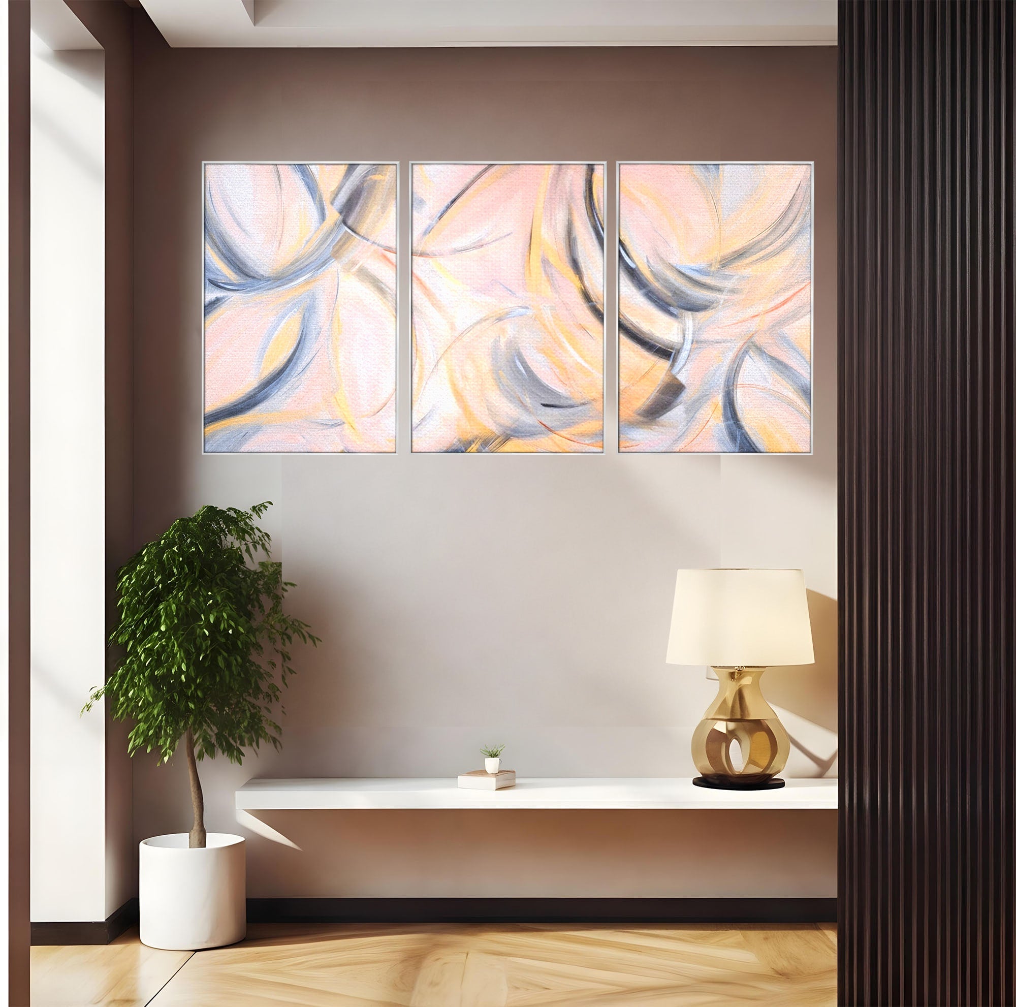 Set 3 Tablouri Canvas Premium LuxCanva® A3-1590, Exprimare Libera, Dormitor, Cercuri De Culoare, Decorativ, Abstract, Living, Culori Vibrante