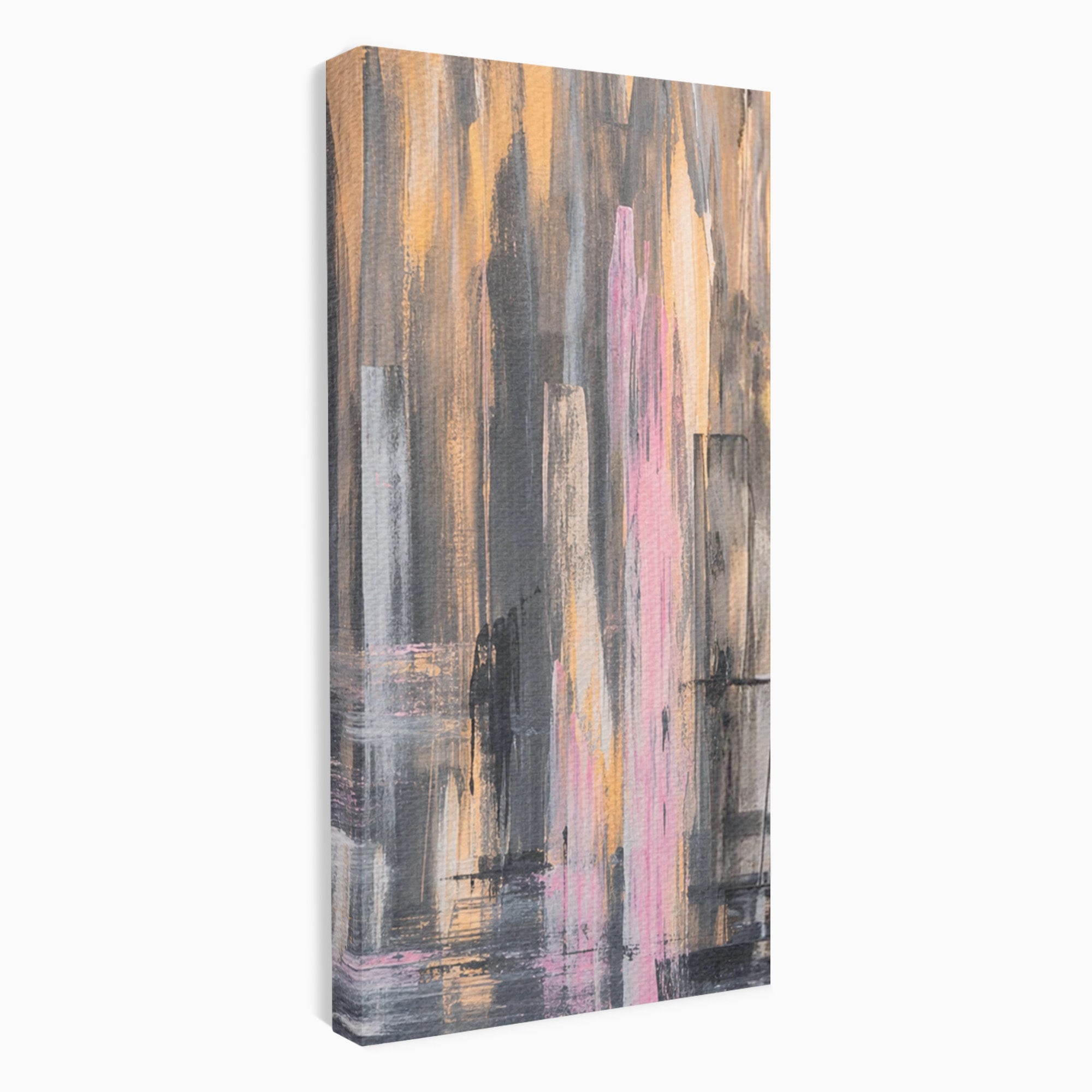 Set 3 Tablouri Canvas Premium LuxCanva® A3-1596, Roz Liniar, Dormitor, Simfonie, Contrast, Living, Decorativ, Culori Vibrante