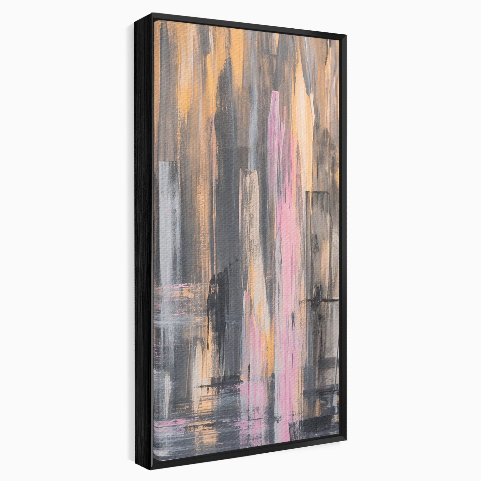 Set 3 Tablouri Canvas Premium LuxCanva® A3-1596, Roz Liniar, Dormitor, Simfonie, Contrast, Living, Decorativ, Culori Vibrante