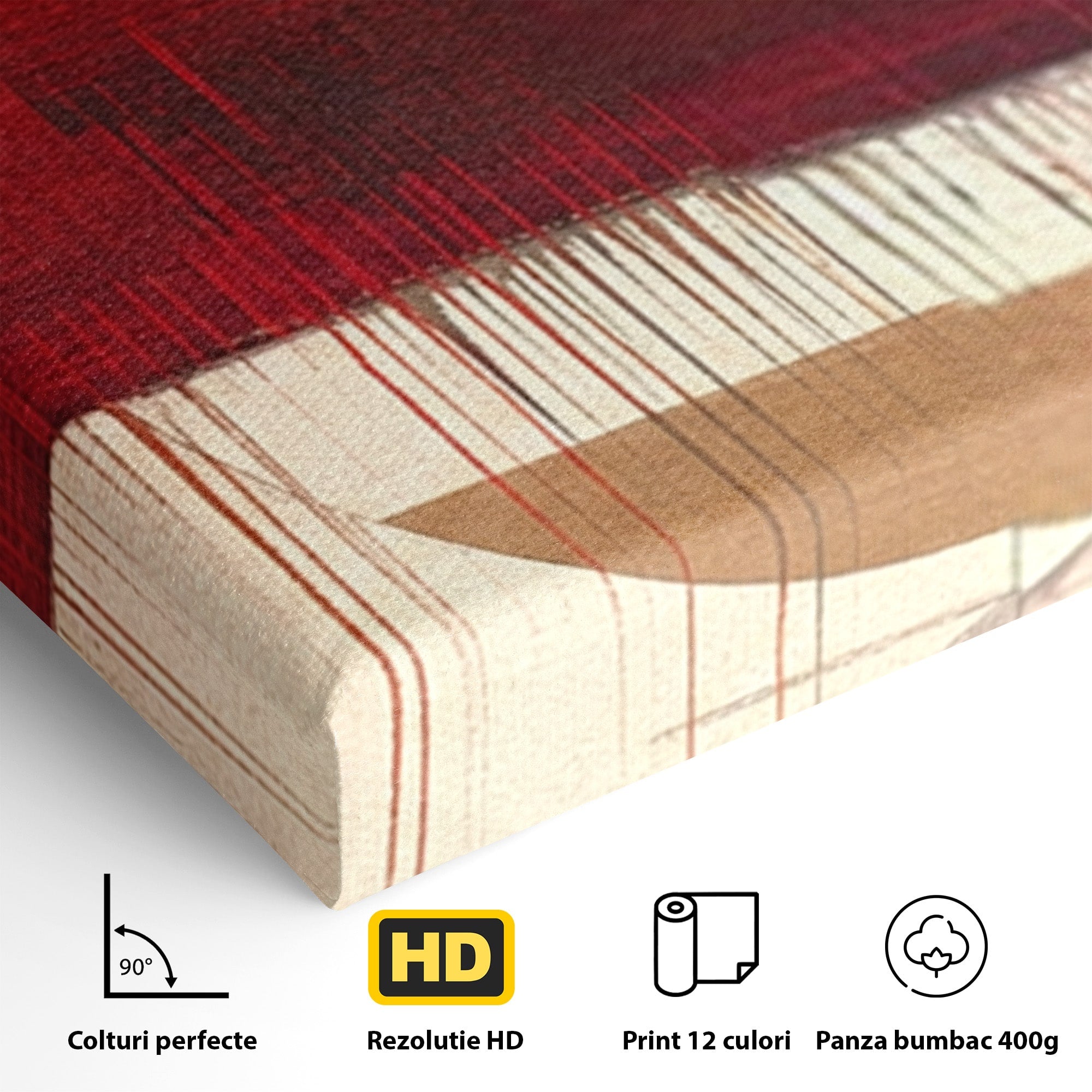 Set 3 Tablouri Canvas Premium LuxCanva® A3-1601, Stare Abstracta, Room, Decorativ, Sentimente, Interpretare, Contraste, Living, Culori Vibrante