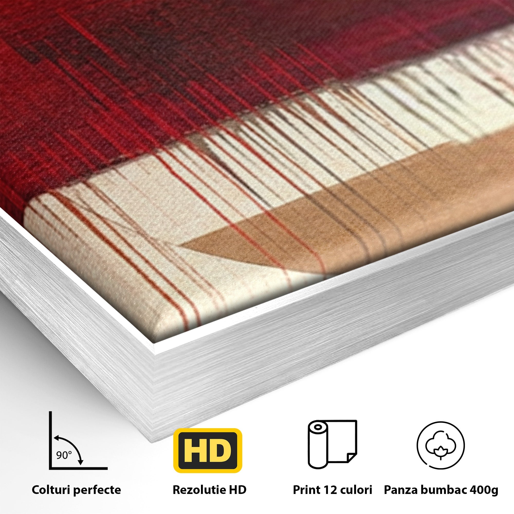Set 3 Tablouri Canvas Premium LuxCanva® A3-1601, Stare Abstracta, Room, Decorativ, Sentimente, Interpretare, Contraste, Living, Culori Vibrante
