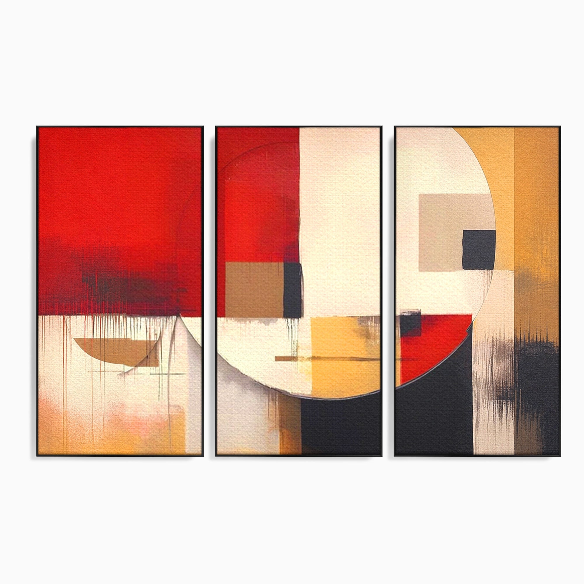 Set 3 Tablouri Canvas Premium LuxCanva® A3-1601, Stare Abstracta, Room, Decorativ, Sentimente, Interpretare, Contraste, Living, Culori Vibrante