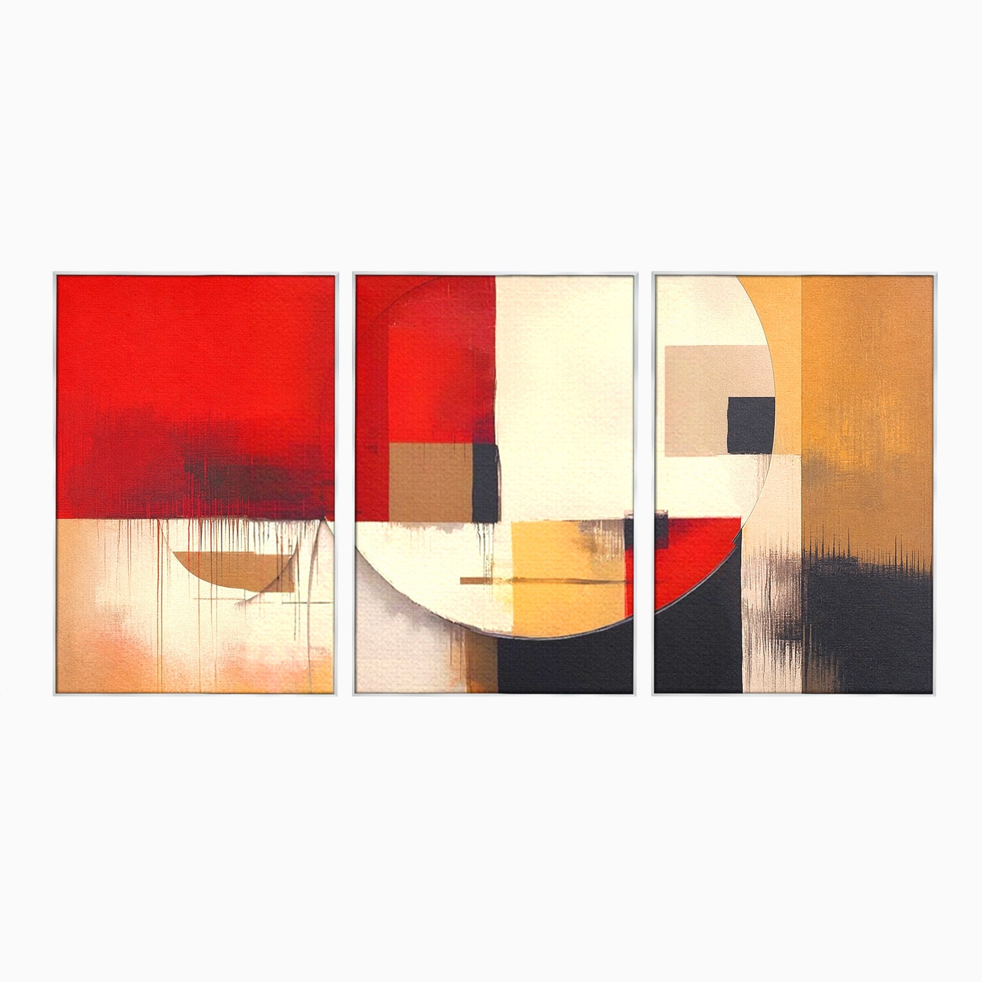 Set 3 Tablouri Canvas Premium LuxCanva® A3-1601, Stare Abstracta, Room, Decorativ, Sentimente, Interpretare, Contraste, Living, Culori Vibrante
