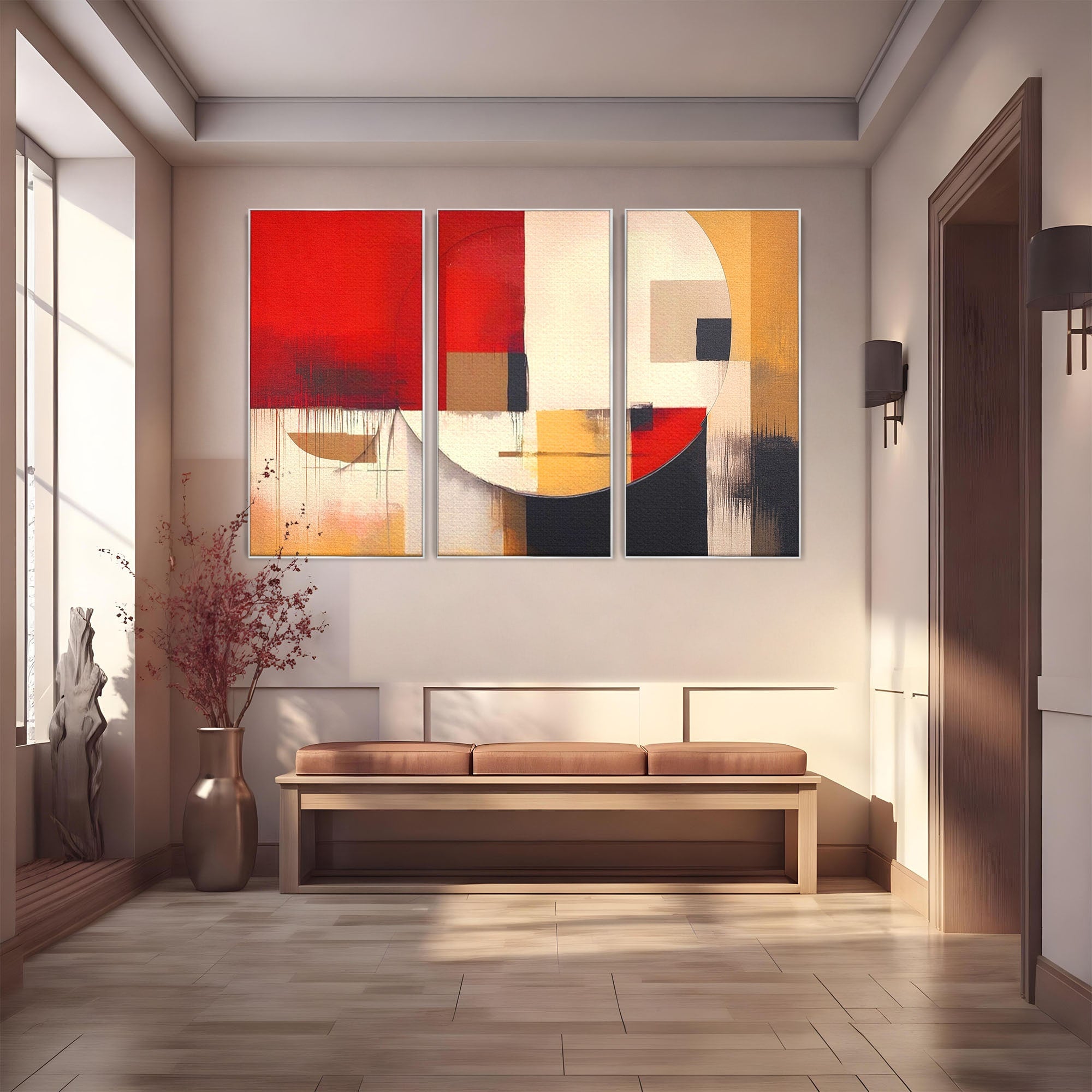 Set 3 Tablouri Canvas Premium LuxCanva® A3-1601, Stare Abstracta, Room, Decorativ, Sentimente, Interpretare, Contraste, Living, Culori Vibrante