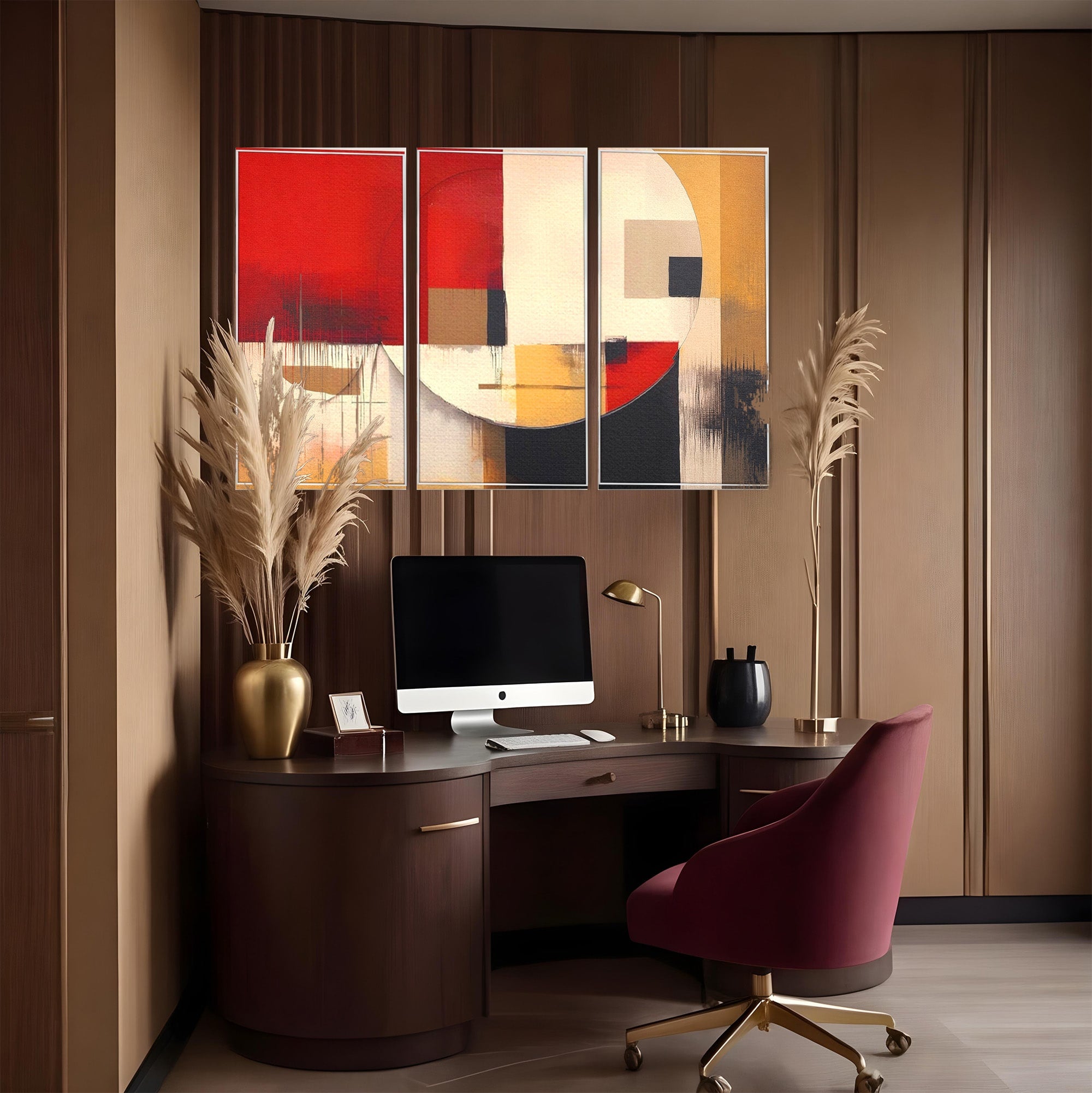 Set 3 Tablouri Canvas Premium LuxCanva® A3-1601, Stare Abstracta, Room, Decorativ, Sentimente, Interpretare, Contraste, Living, Culori Vibrante