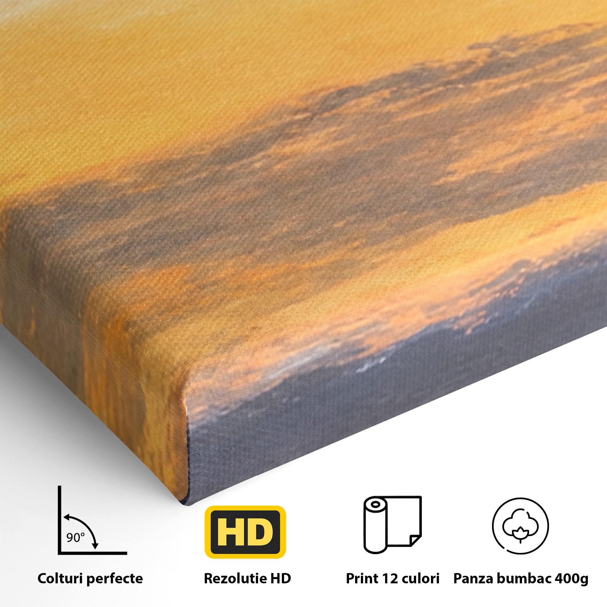 Set 3 Tablouri Canvas Premium LuxCanva® A3-1603, Un Apus Abstract, Living, Pastel, Mare, Soare, Nisip, Dormitor, Culori Vibrante
