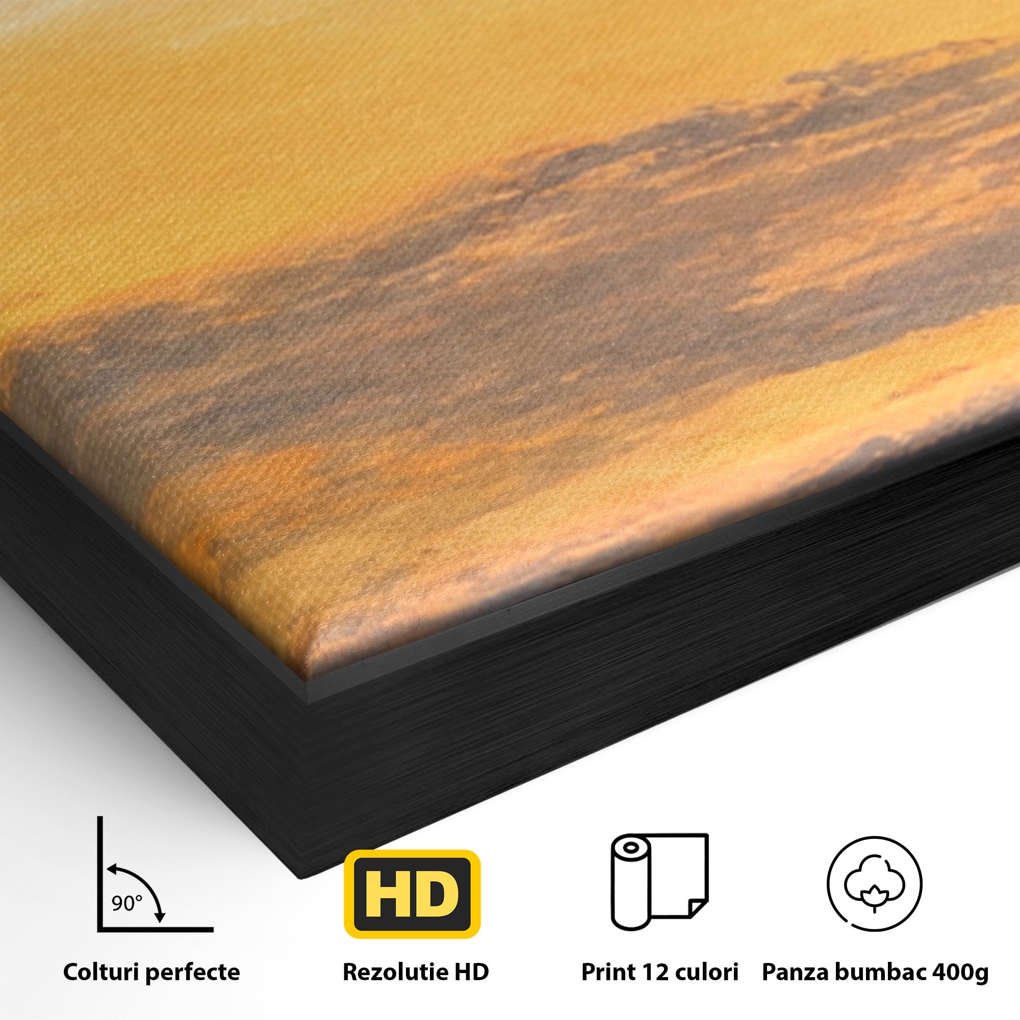 Set 3 Tablouri Canvas Premium LuxCanva® A3-1603, Un Apus Abstract, Living, Pastel, Mare, Soare, Nisip, Dormitor, Culori Vibrante