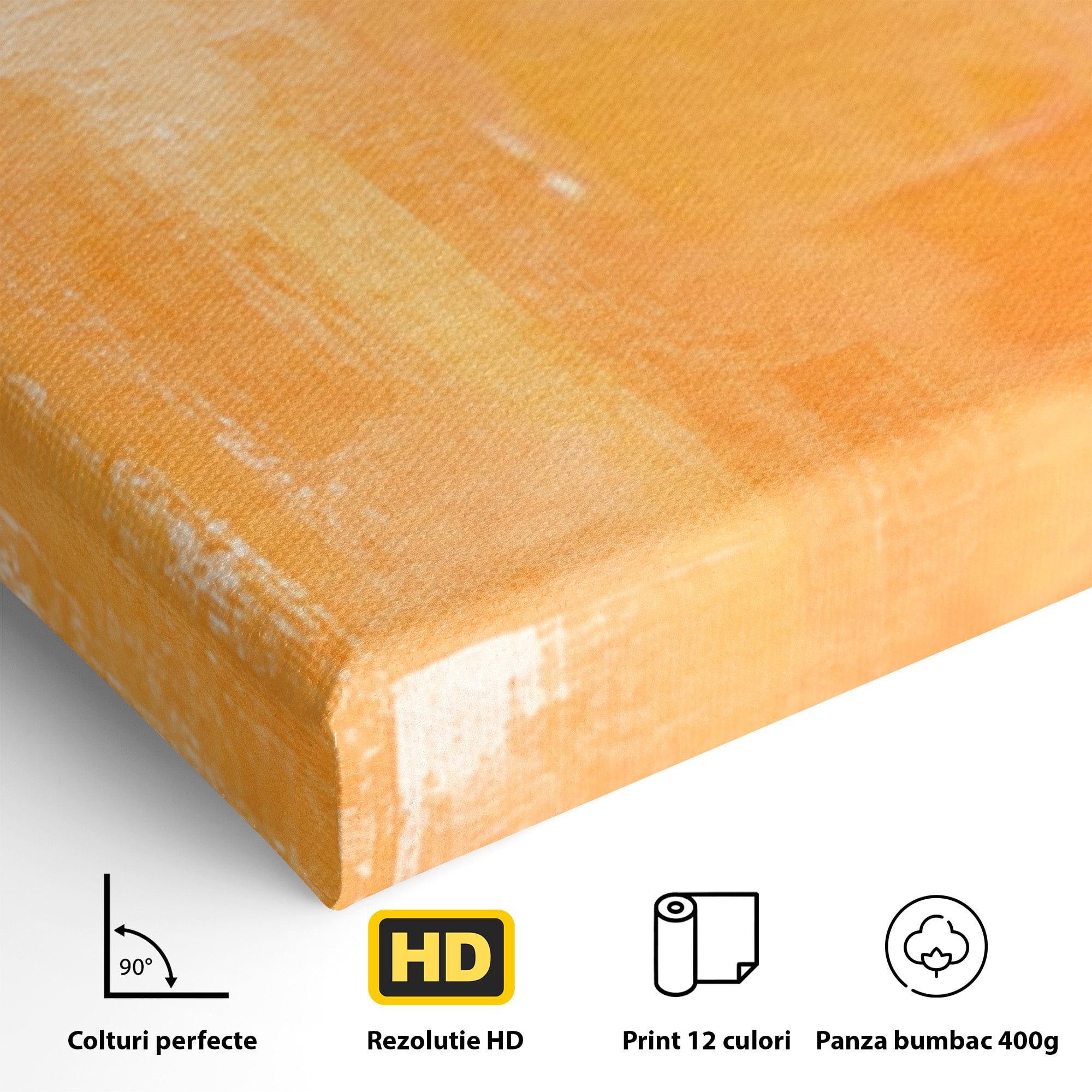 Set 3 Tablouri Canvas Premium LuxCanva® A3-1605, Imbratisare De Contrast, Living, Abstract, Decorativ, Orange, Dormitor, Culori Vibrante