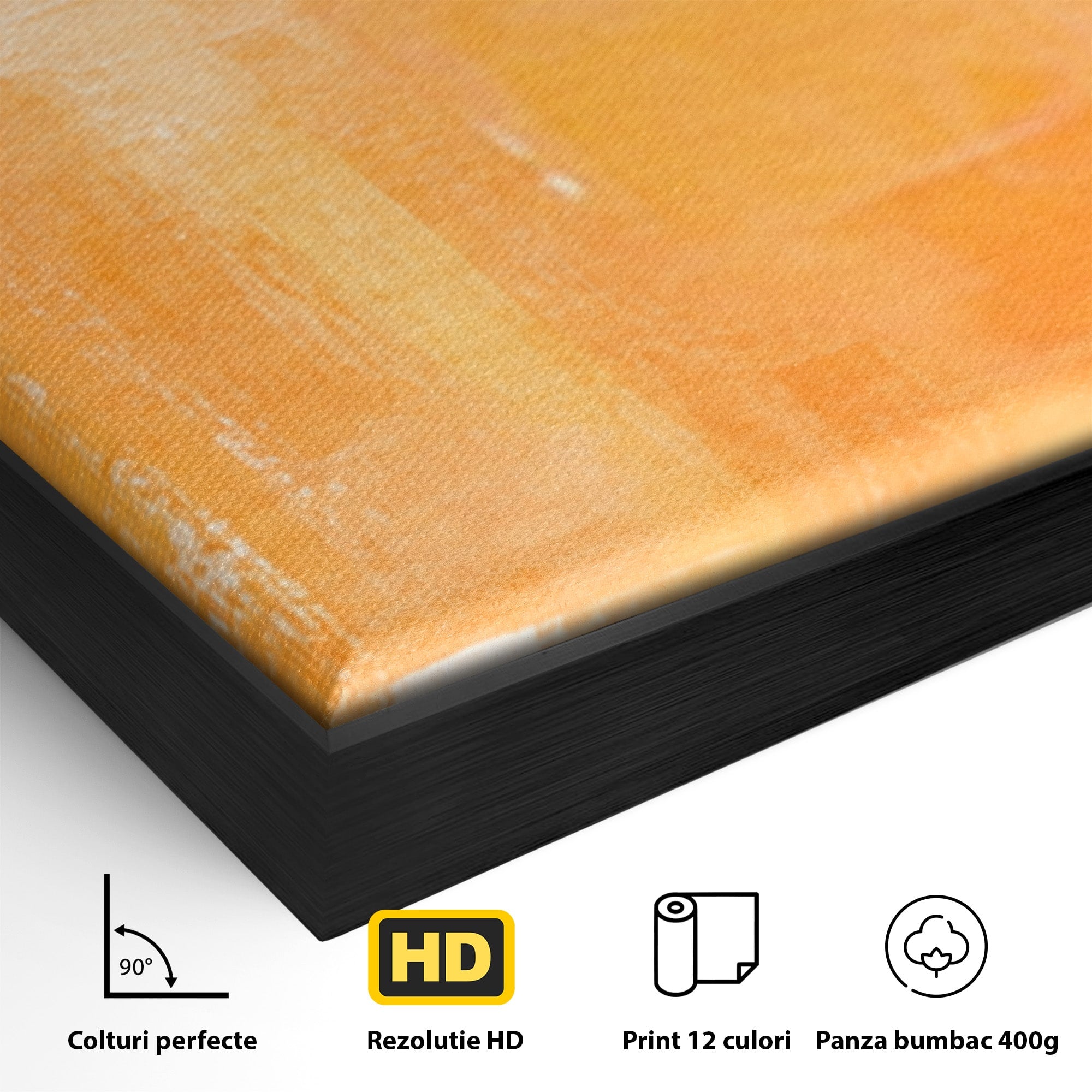 Set 3 Tablouri Canvas Premium LuxCanva® A3-1605, Imbratisare De Contrast, Living, Abstract, Decorativ, Orange, Dormitor, Culori Vibrante