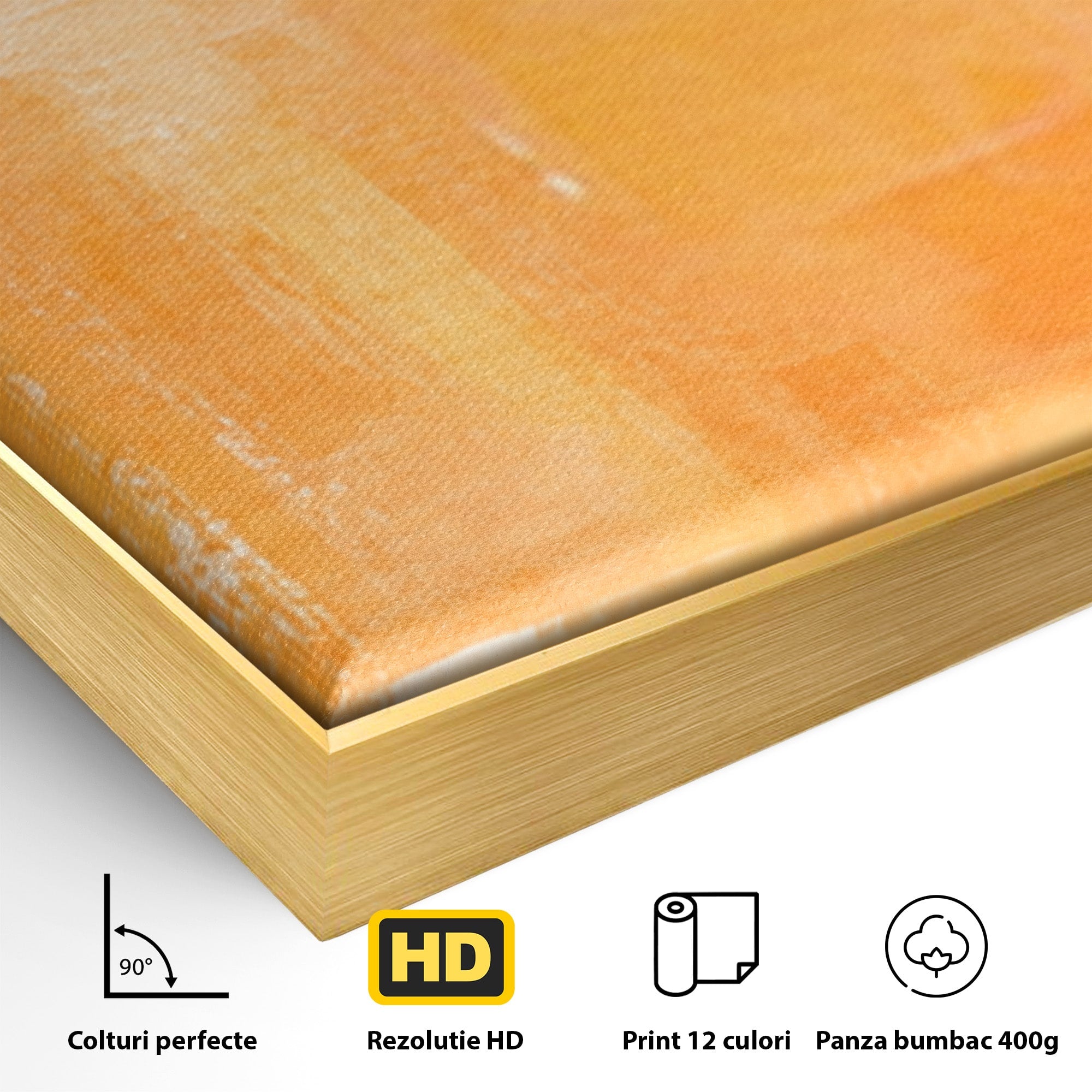 Set 3 Tablouri Canvas Premium LuxCanva® A3-1605, Imbratisare De Contrast, Living, Abstract, Decorativ, Orange, Dormitor, Culori Vibrante