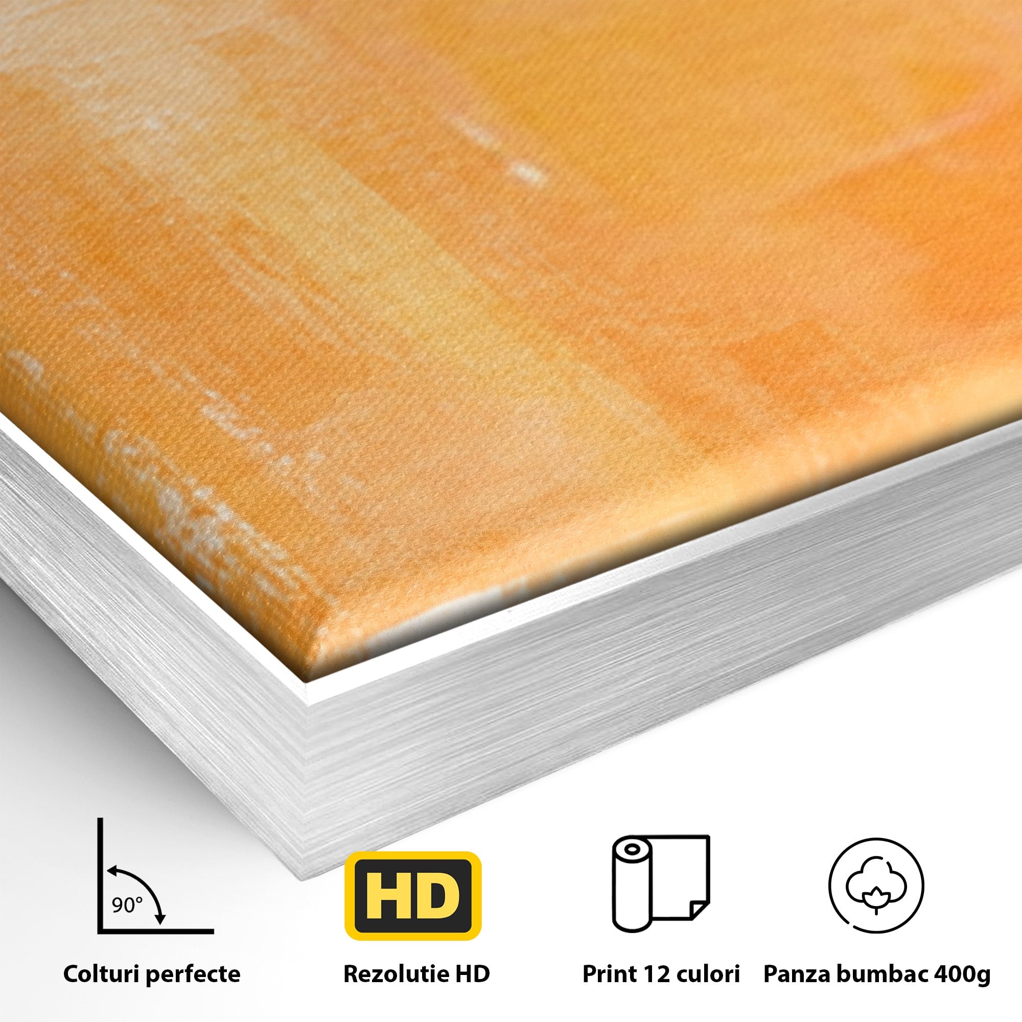 Set 3 Tablouri Canvas Premium LuxCanva® A3-1605, Imbratisare De Contrast, Living, Abstract, Decorativ, Orange, Dormitor, Culori Vibrante