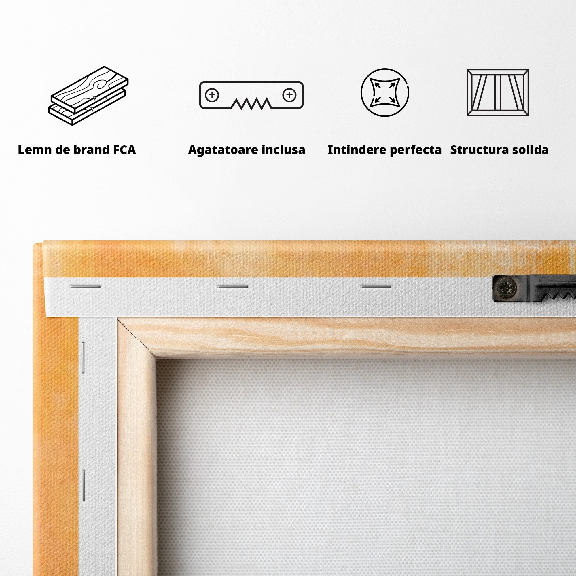 Set 3 Tablouri Canvas Premium LuxCanva® A3-1605, Imbratisare De Contrast, Living, Abstract, Decorativ, Orange, Dormitor, Culori Vibrante