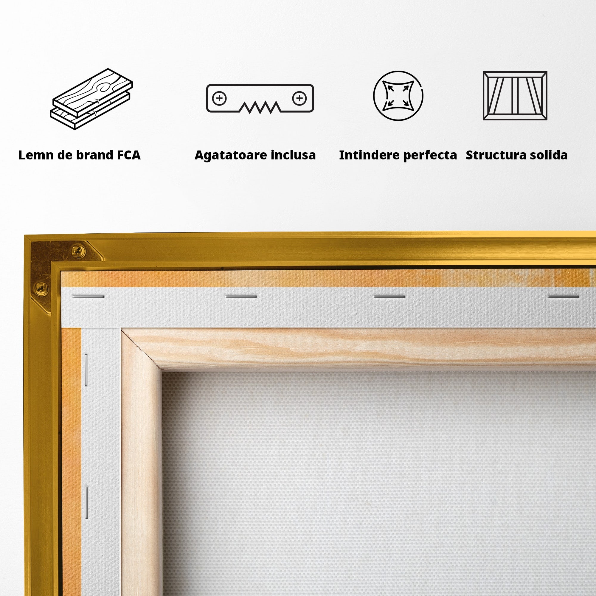 Set 3 Tablouri Canvas Premium LuxCanva® A3-1605, Imbratisare De Contrast, Living, Abstract, Decorativ, Orange, Dormitor, Culori Vibrante