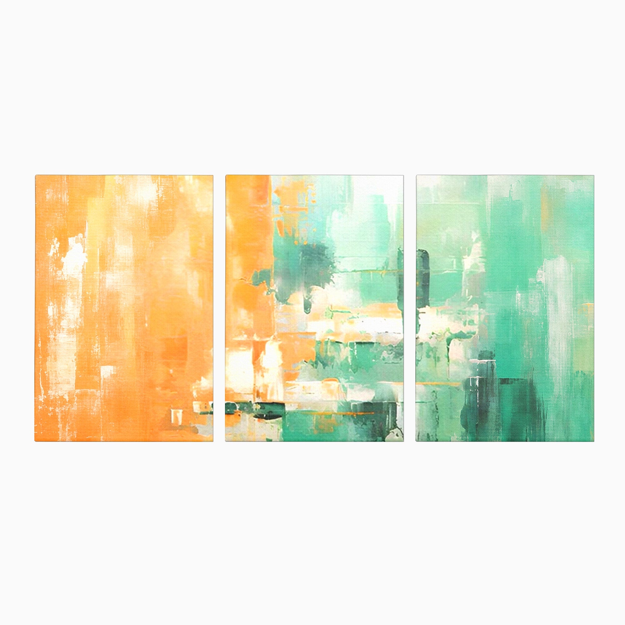 Set 3 Tablouri Canvas Premium LuxCanva® A3-1605, Imbratisare De Contrast, Living, Abstract, Decorativ, Orange, Dormitor, Culori Vibrante