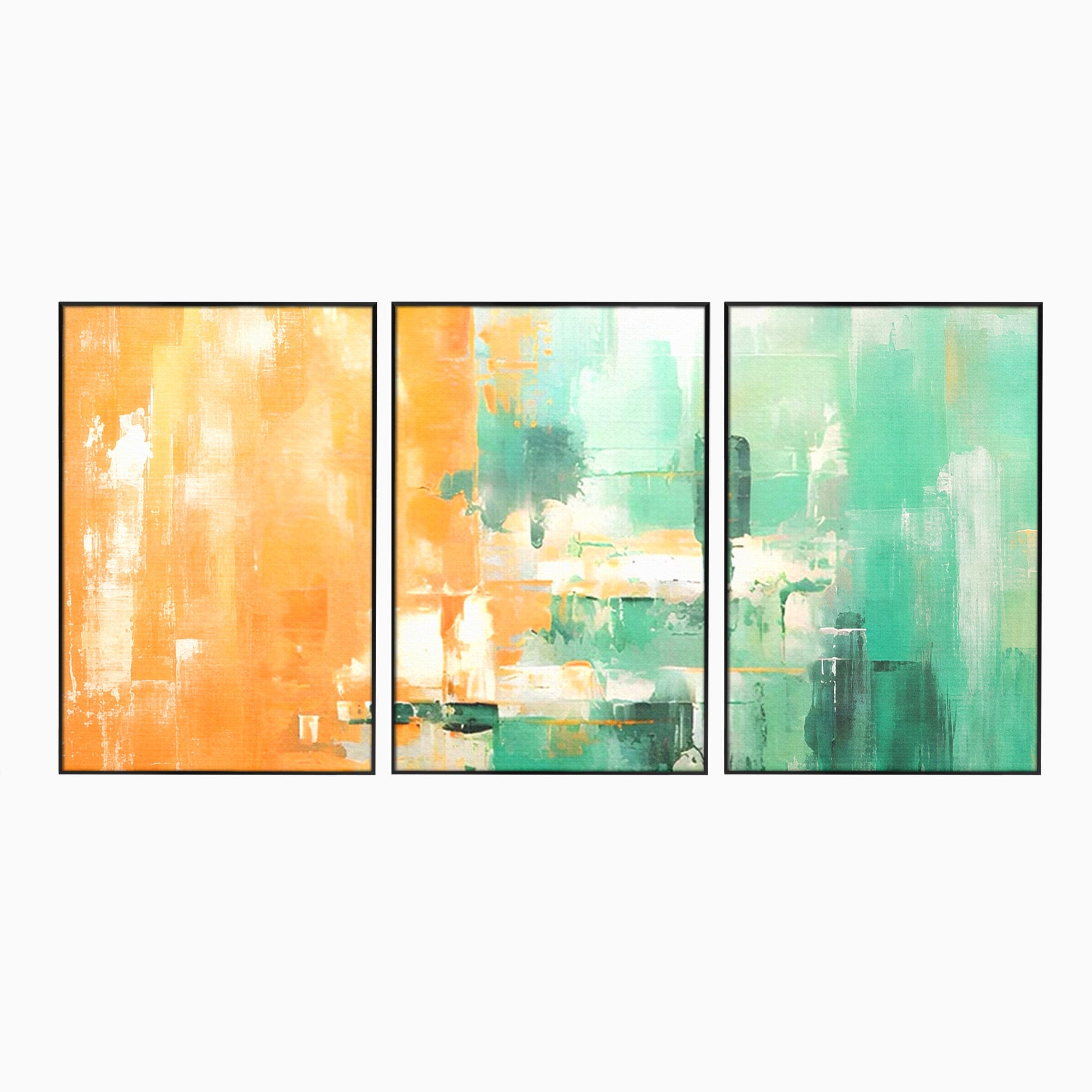 Set 3 Tablouri Canvas Premium LuxCanva® A3-1605, Imbratisare De Contrast, Living, Abstract, Decorativ, Orange, Dormitor, Culori Vibrante