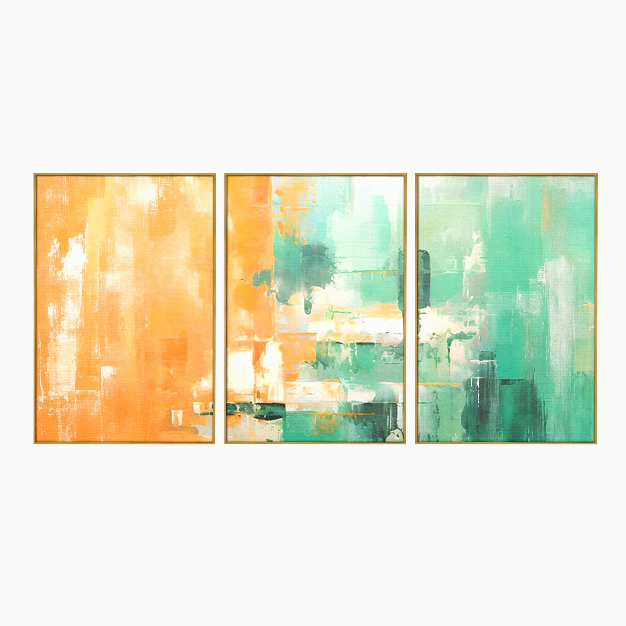 Set 3 Tablouri Canvas Premium LuxCanva® A3-1605, Imbratisare De Contrast, Living, Abstract, Decorativ, Orange, Dormitor, Culori Vibrante