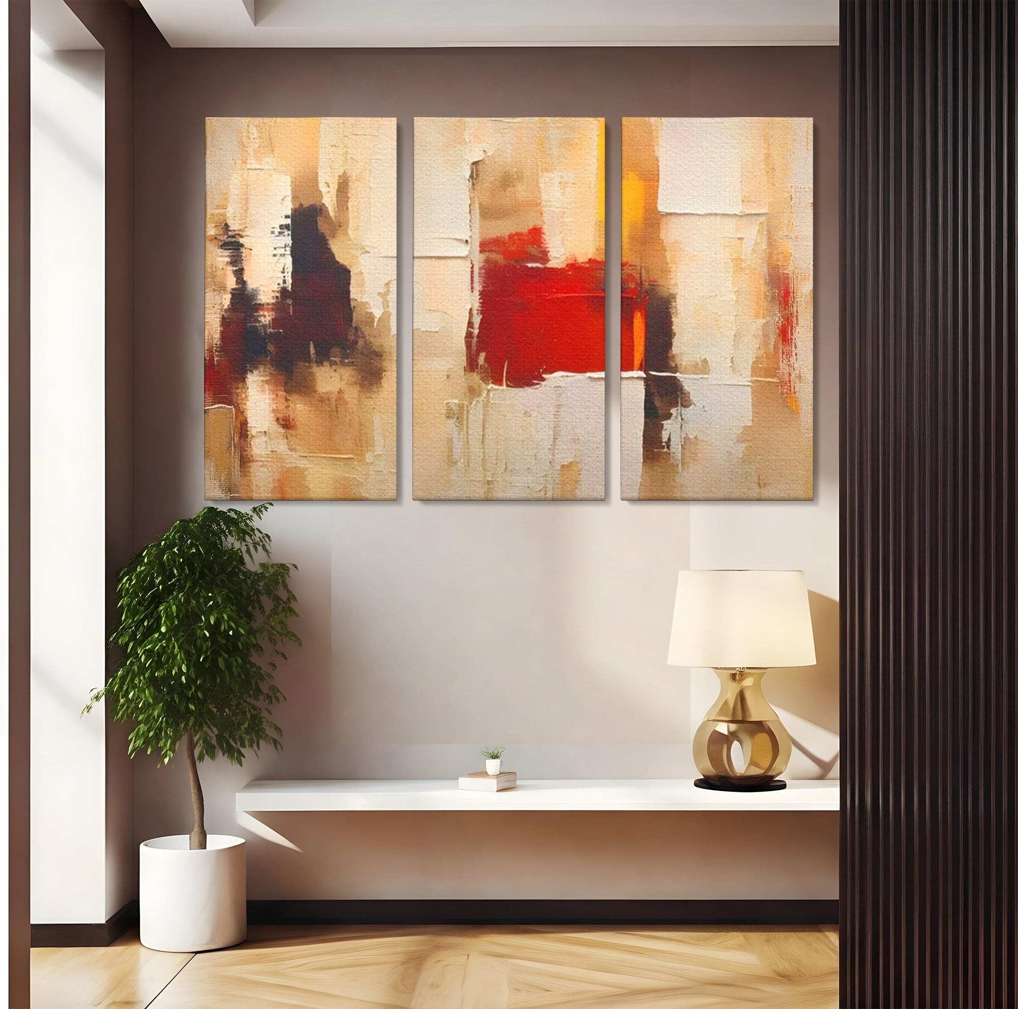 Set 3 Tablouri Canvas Premium LuxCanva® A3-1625, Abstract Pictures, Room, Decorativ, Cromatic, Contrast, Abstract, Dormitor, Culori Vibrante