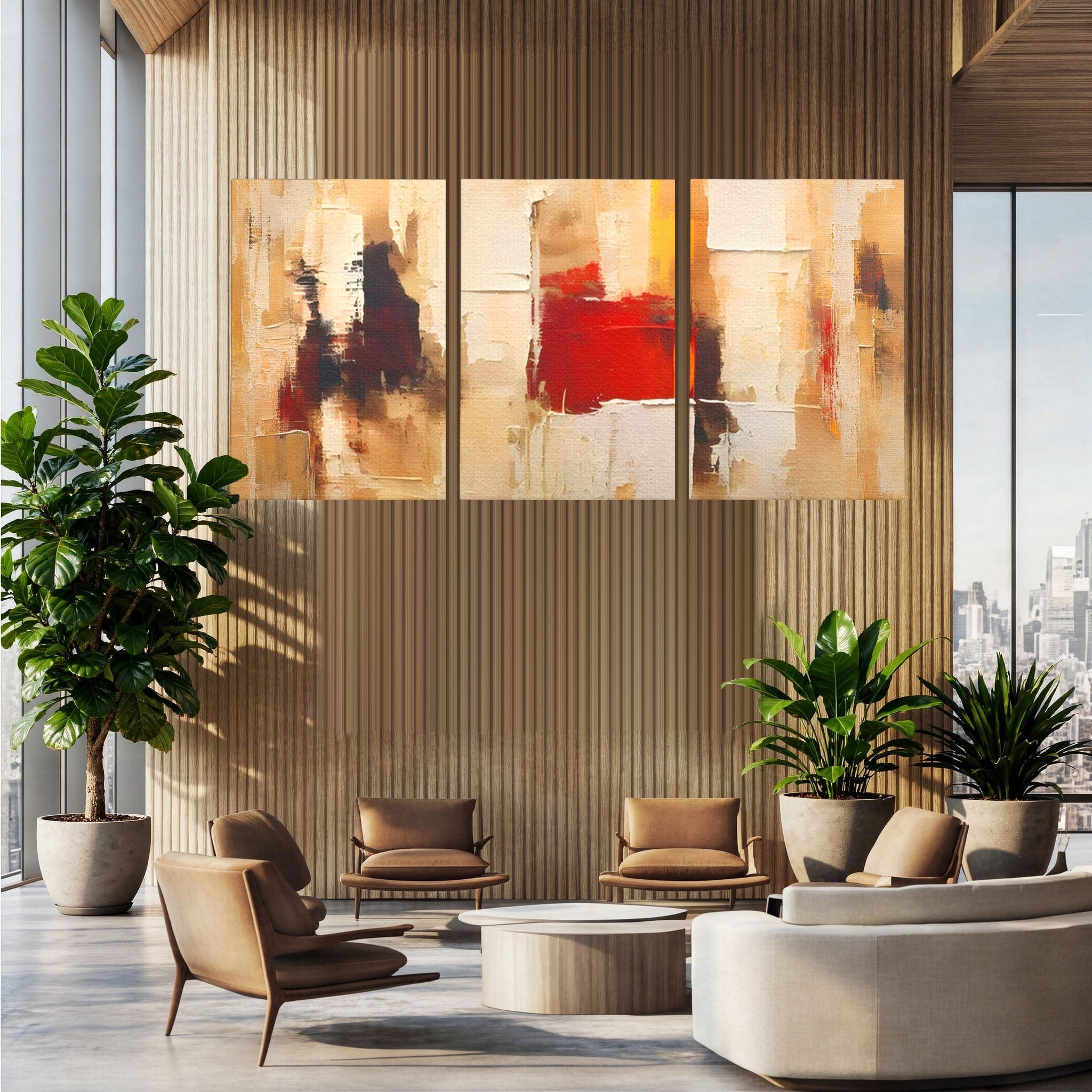Set 3 Tablouri Canvas Premium LuxCanva® A3-1625, Abstract Pictures, Room, Decorativ, Cromatic, Contrast, Abstract, Dormitor, Culori Vibrante