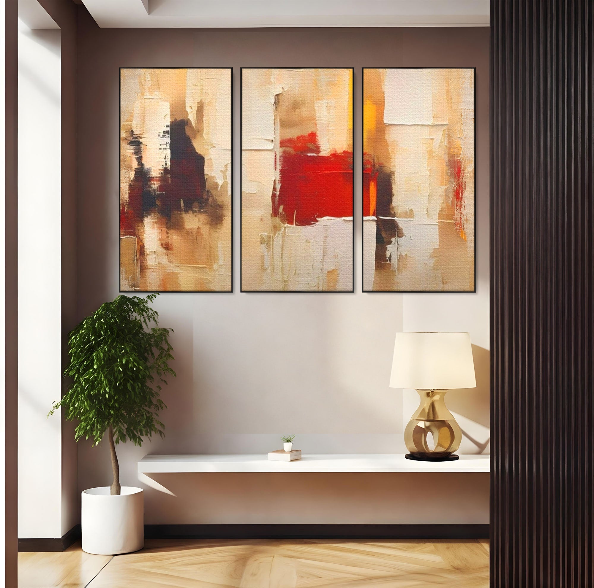 Set 3 Tablouri Canvas Premium LuxCanva® A3-1625, Abstract Pictures, Room, Decorativ, Cromatic, Contrast, Abstract, Dormitor, Culori Vibrante