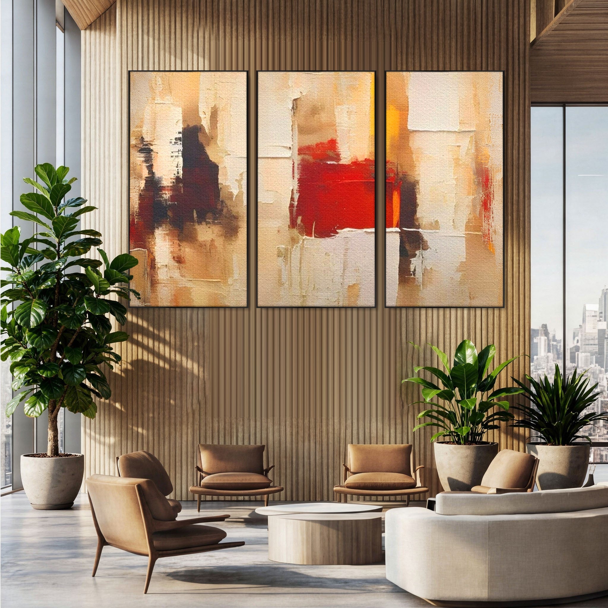 Set 3 Tablouri Canvas Premium LuxCanva® A3-1625, Abstract Pictures, Room, Decorativ, Cromatic, Contrast, Abstract, Dormitor, Culori Vibrante