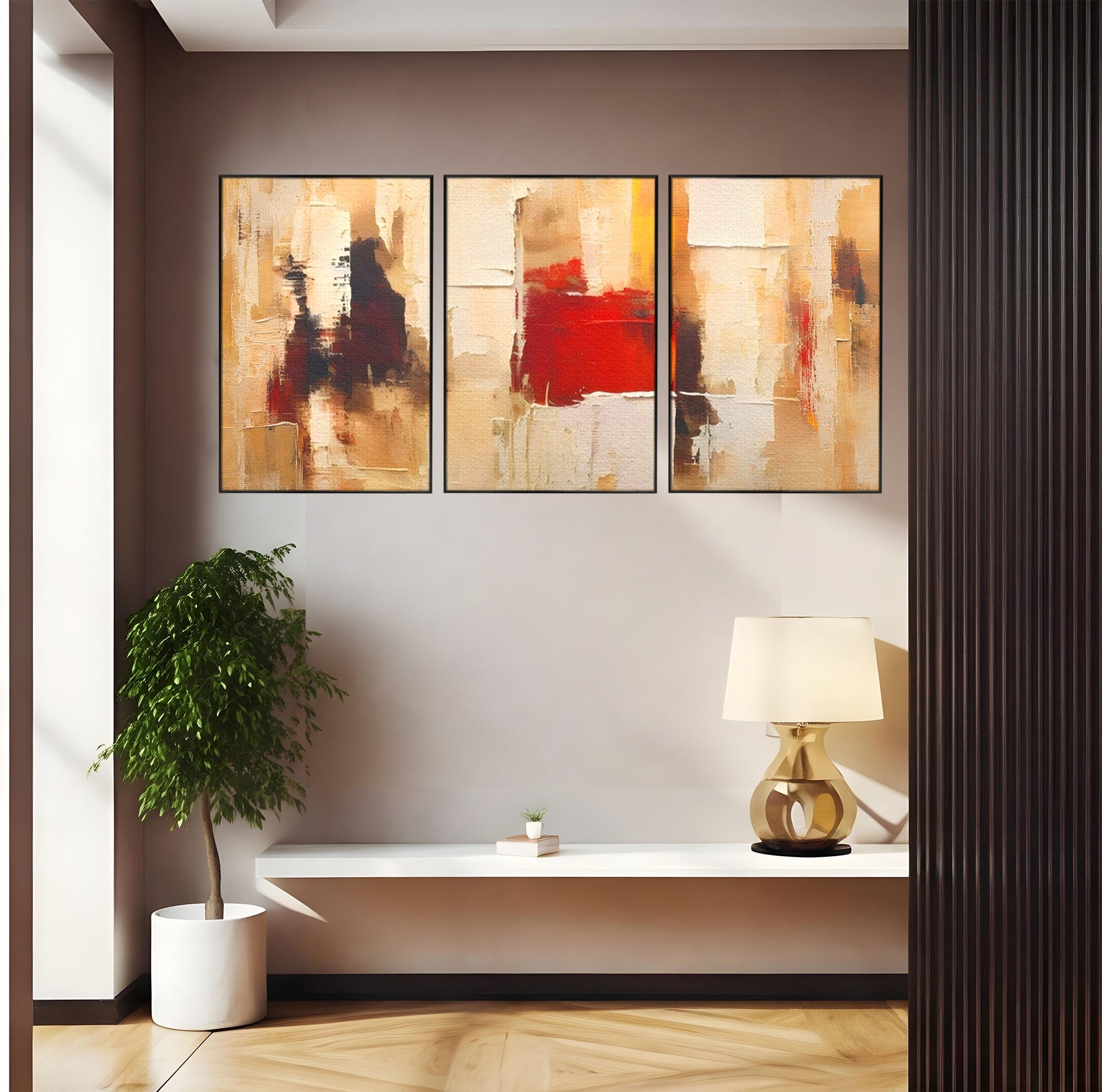 Set 3 Tablouri Canvas Premium LuxCanva® A3-1625, Abstract Pictures, Room, Decorativ, Cromatic, Contrast, Abstract, Dormitor, Culori Vibrante