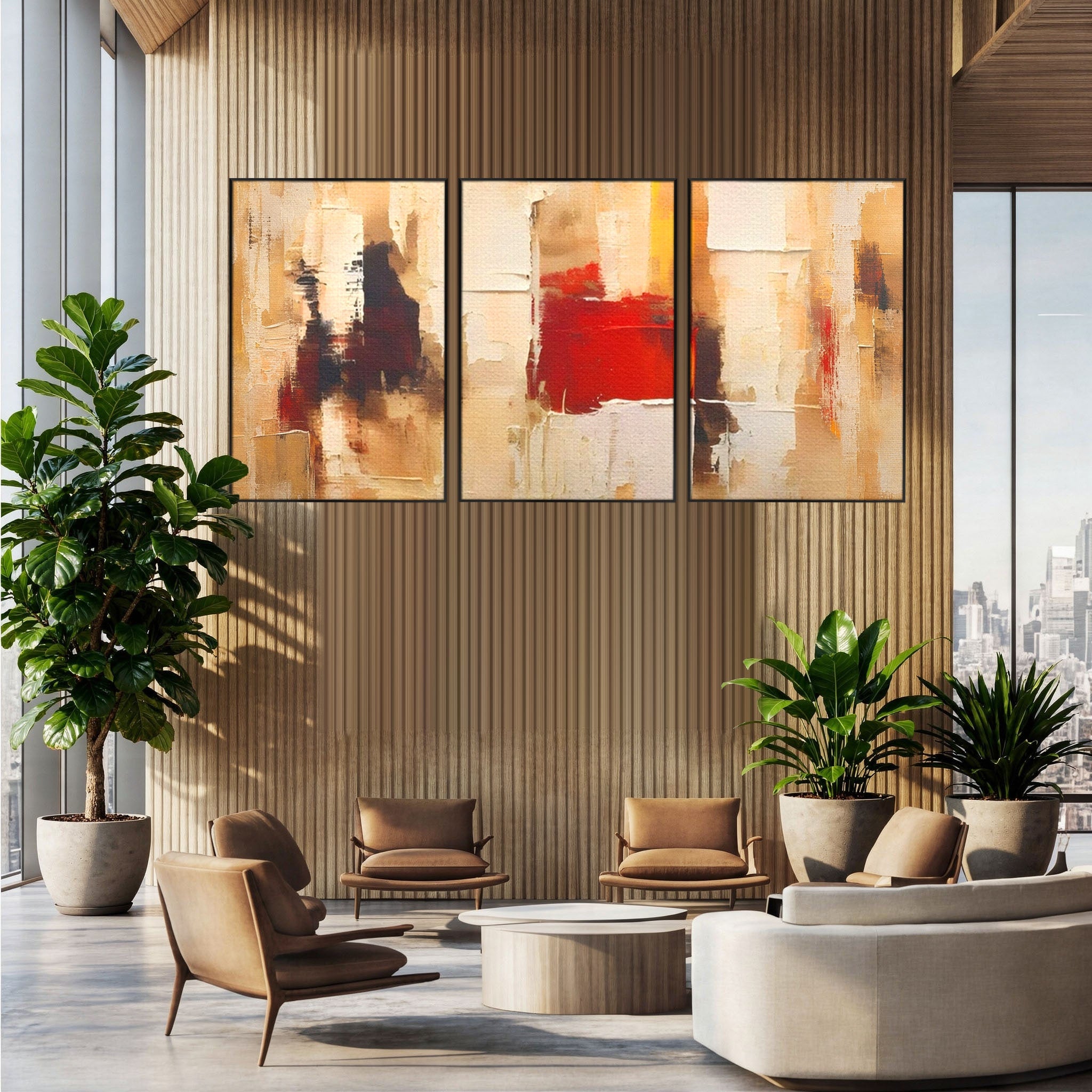 Set 3 Tablouri Canvas Premium LuxCanva® A3-1625, Abstract Pictures, Room, Decorativ, Cromatic, Contrast, Abstract, Dormitor, Culori Vibrante