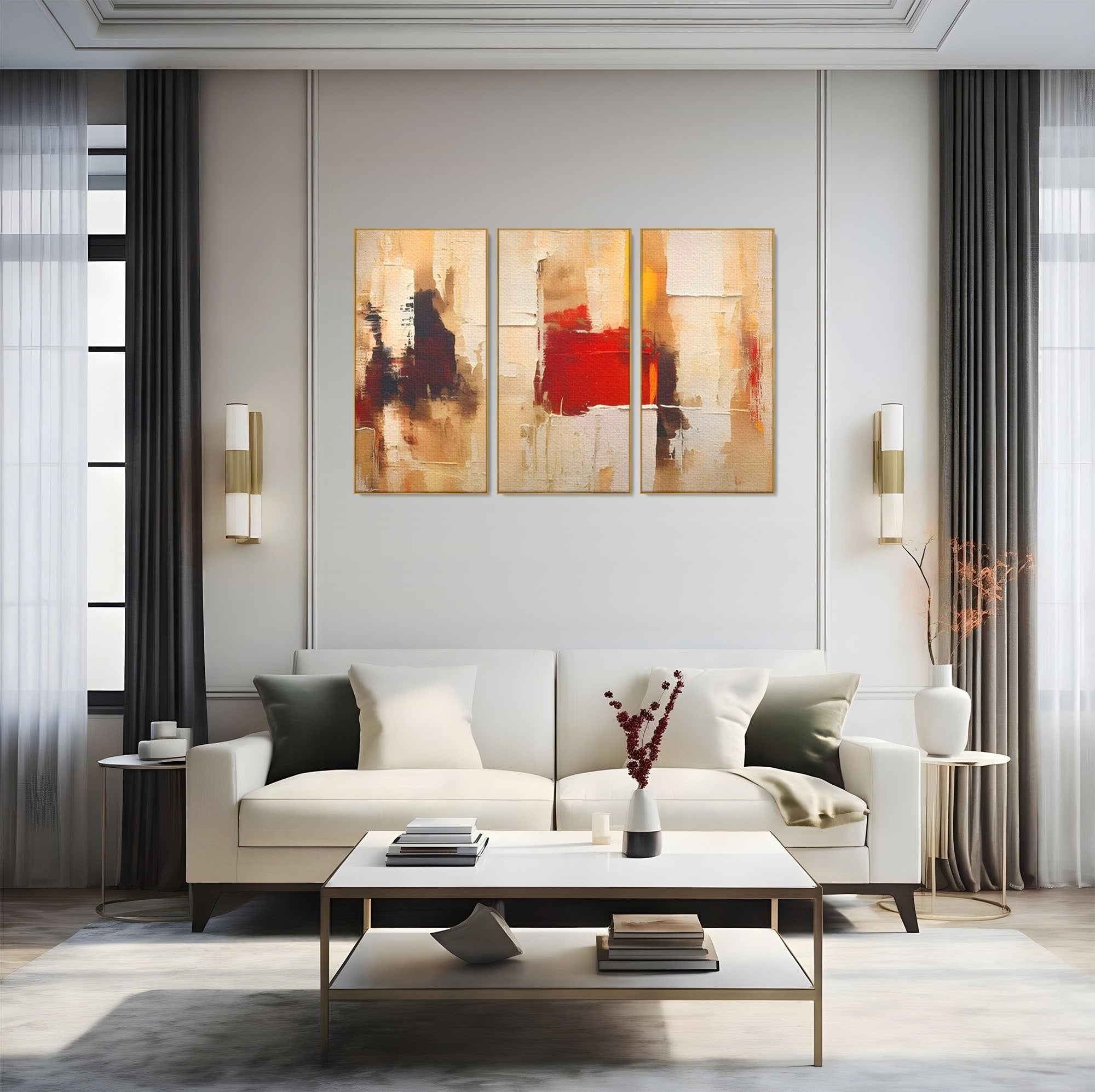Set 3 Tablouri Canvas Premium LuxCanva® A3-1625, Abstract Pictures, Room, Decorativ, Cromatic, Contrast, Abstract, Dormitor, Culori Vibrante