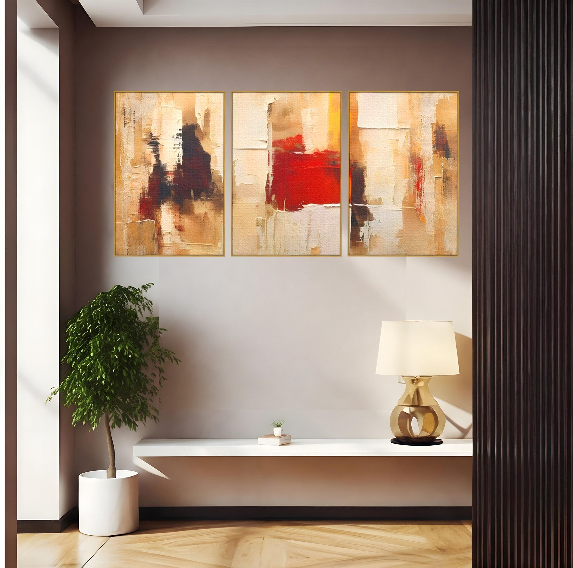 Set 3 Tablouri Canvas Premium LuxCanva® A3-1625, Abstract Pictures, Room, Decorativ, Cromatic, Contrast, Abstract, Dormitor, Culori Vibrante