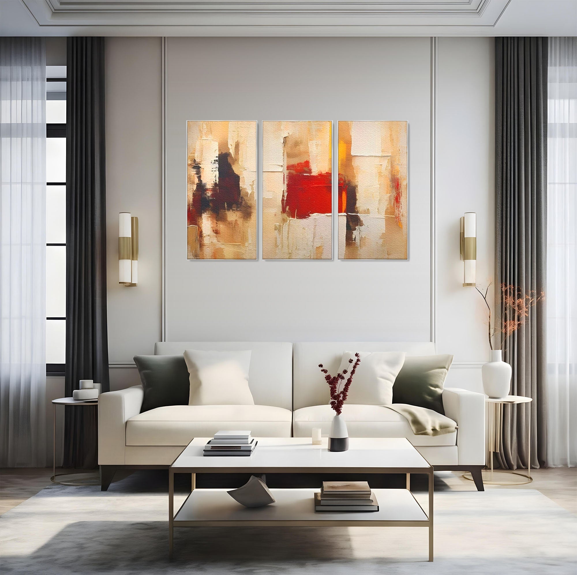 Set 3 Tablouri Canvas Premium LuxCanva® A3-1625, Abstract Pictures, Room, Decorativ, Cromatic, Contrast, Abstract, Dormitor, Culori Vibrante