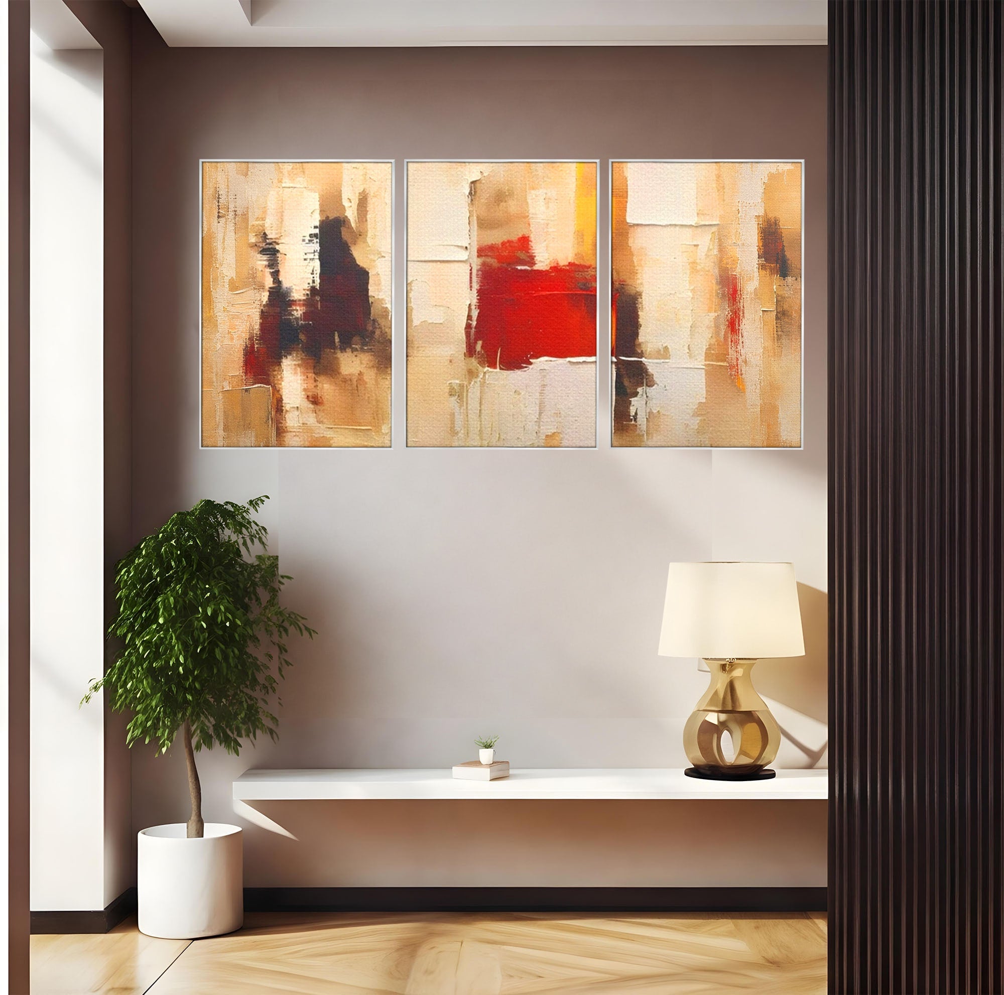Set 3 Tablouri Canvas Premium LuxCanva® A3-1625, Abstract Pictures, Room, Decorativ, Cromatic, Contrast, Abstract, Dormitor, Culori Vibrante