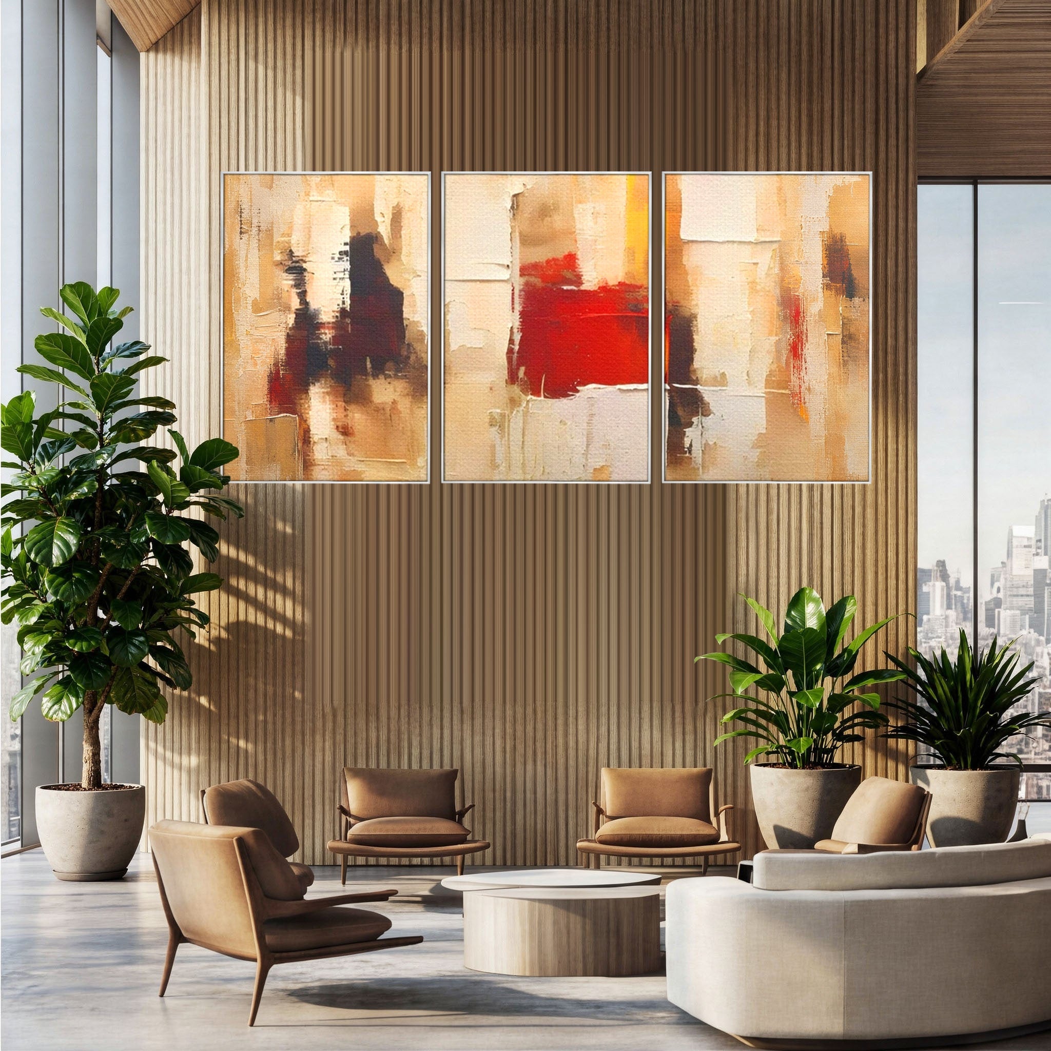 Set 3 Tablouri Canvas Premium LuxCanva® A3-1625, Abstract Pictures, Room, Decorativ, Cromatic, Contrast, Abstract, Dormitor, Culori Vibrante
