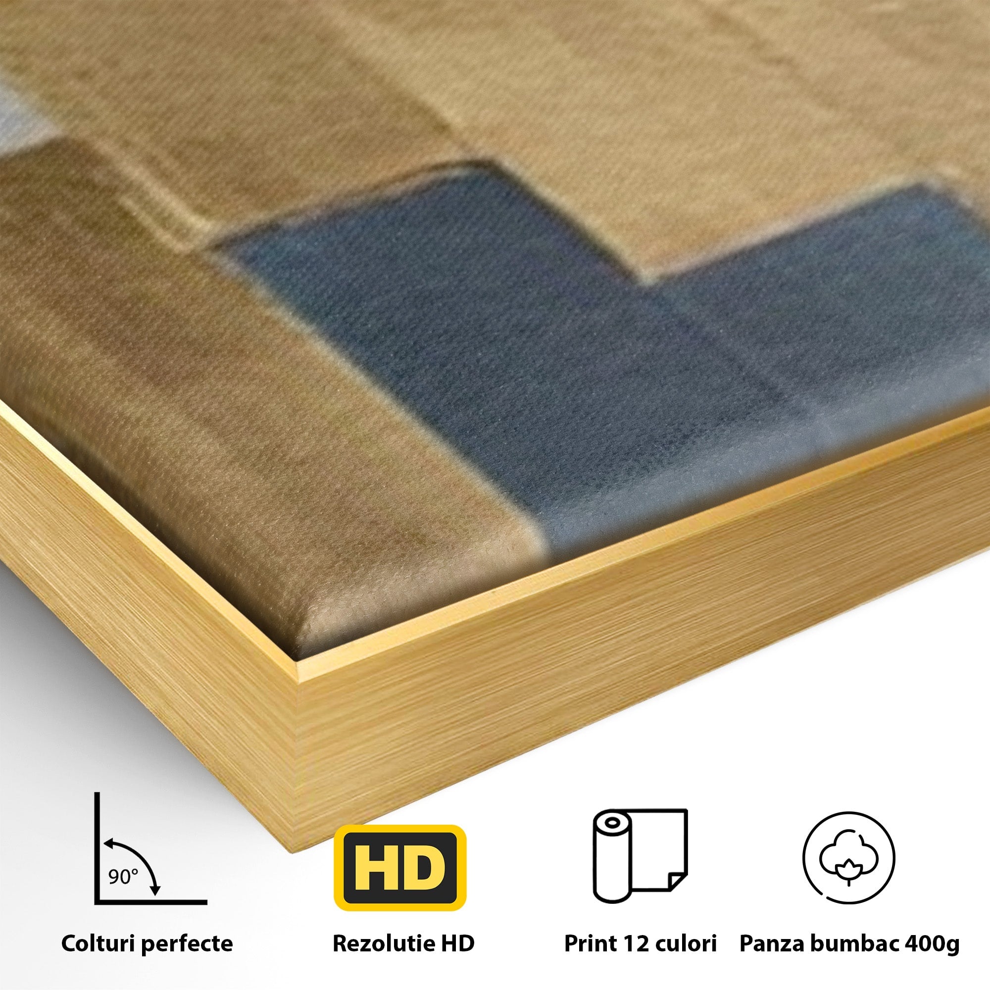 Set 3 Tablouri Canvas Premium LuxCanva® A3-1630, Mozaic Auriu, Living, Patrate, Turcoaz, Ploaie, Decorativ, Dormitor, Culori Vibrante