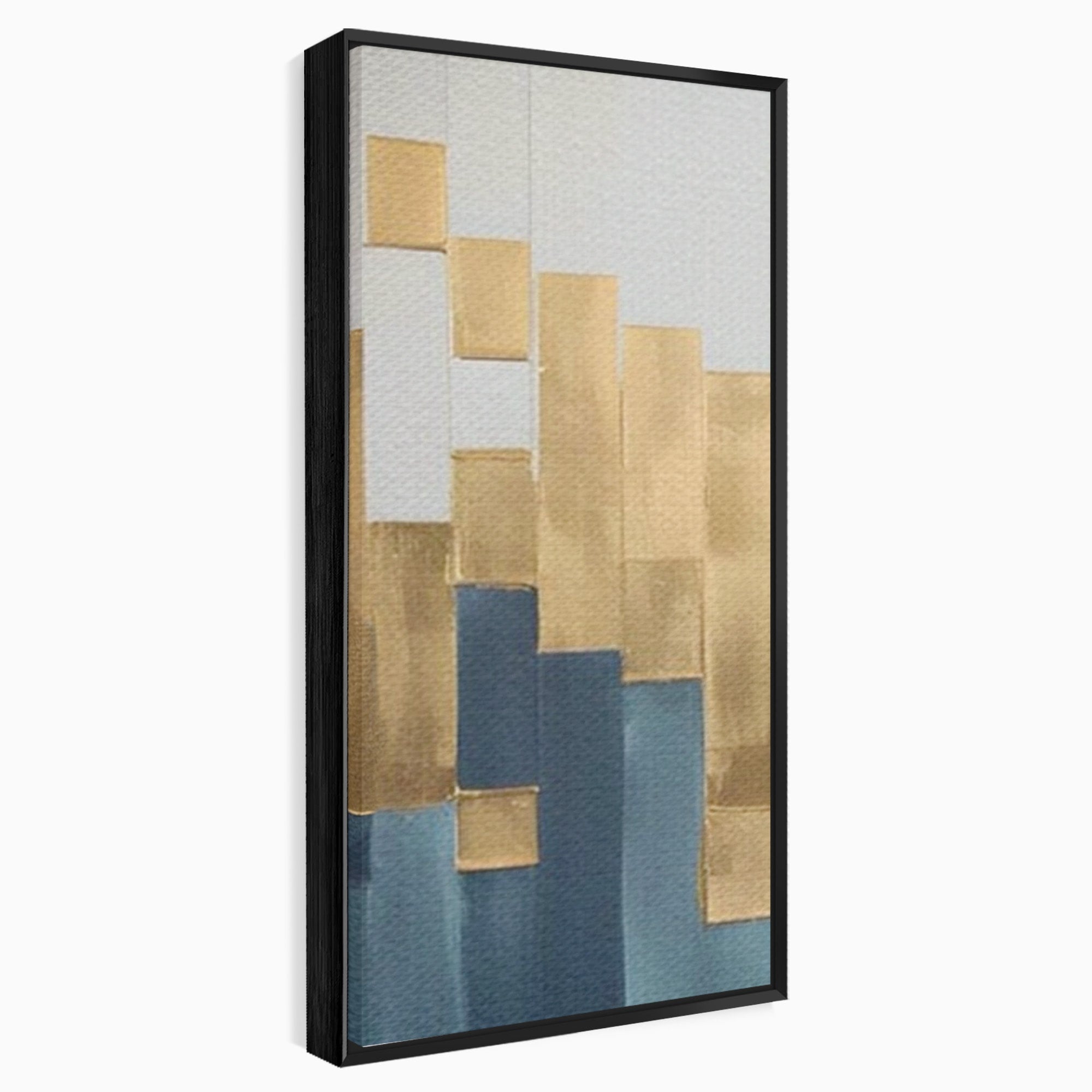 Set 3 Tablouri Canvas Premium LuxCanva® A3-1630, Mozaic Auriu, Living, Patrate, Turcoaz, Ploaie, Decorativ, Dormitor, Culori Vibrante