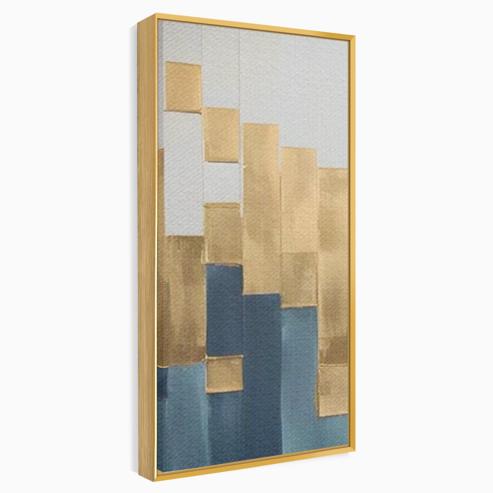 Set 3 Tablouri Canvas Premium LuxCanva® A3-1630, Mozaic Auriu, Living, Patrate, Turcoaz, Ploaie, Decorativ, Dormitor, Culori Vibrante