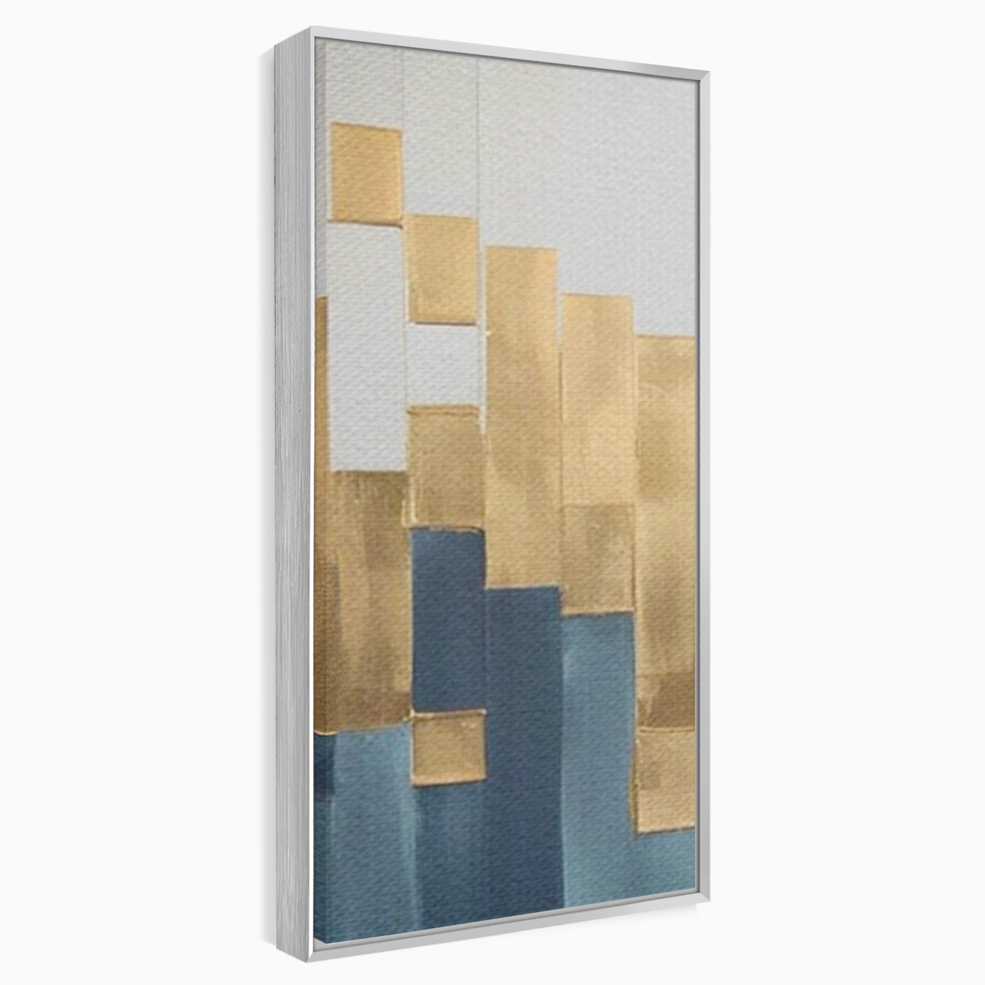 Set 3 Tablouri Canvas Premium LuxCanva® A3-1630, Mozaic Auriu, Living, Patrate, Turcoaz, Ploaie, Decorativ, Dormitor, Culori Vibrante