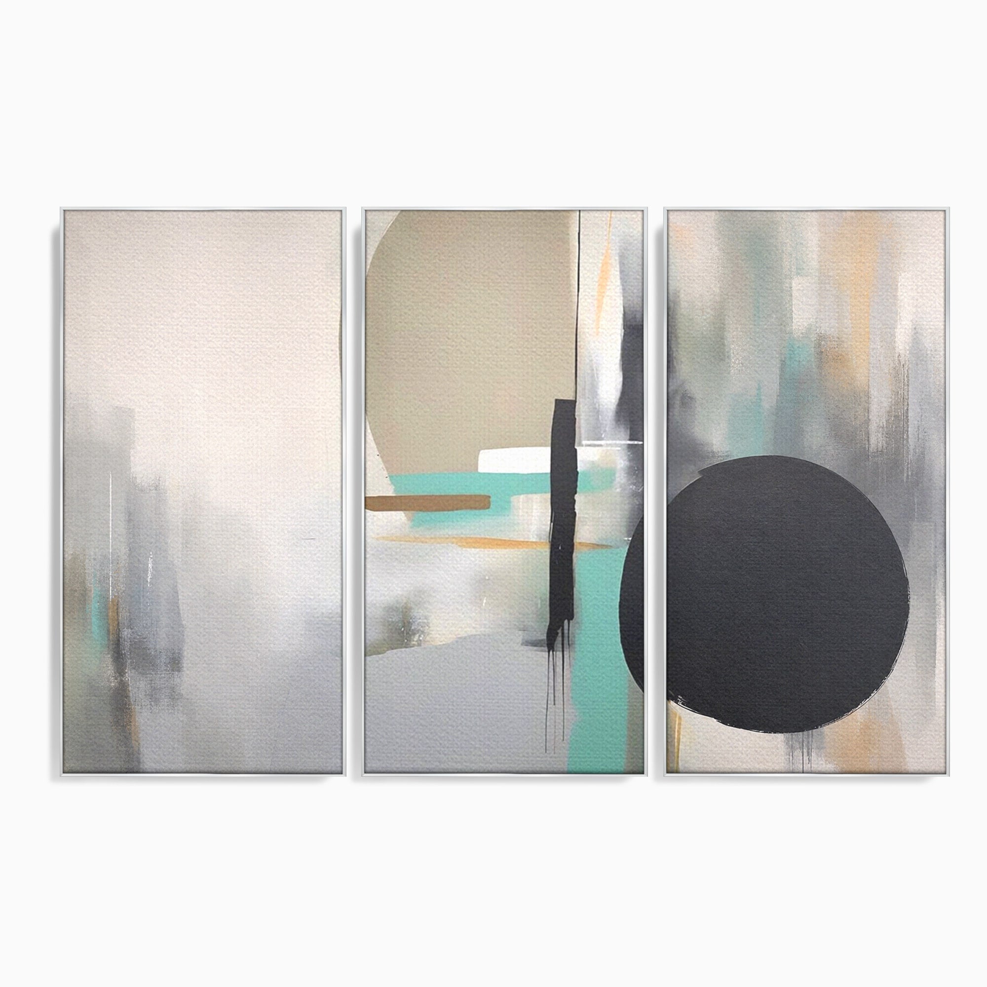 Set 3 Tablouri Canvas Premium LuxCanva® A3-1635, Abstract Circular, Room, Forme, Decorativ, Dormitor, Culori Vibrante