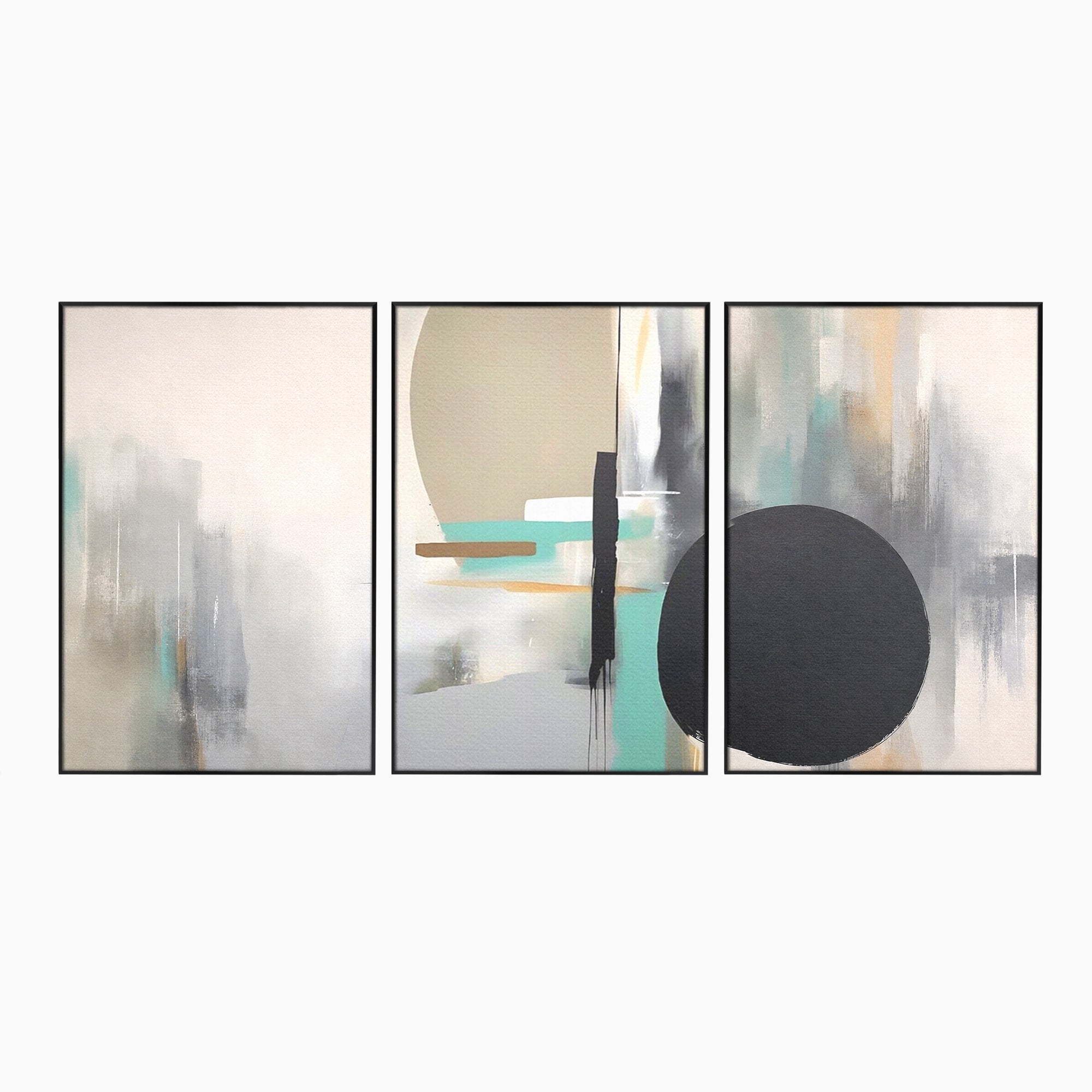 Set 3 Tablouri Canvas Premium LuxCanva® A3-1635, Abstract Circular, Room, Forme, Decorativ, Dormitor, Culori Vibrante