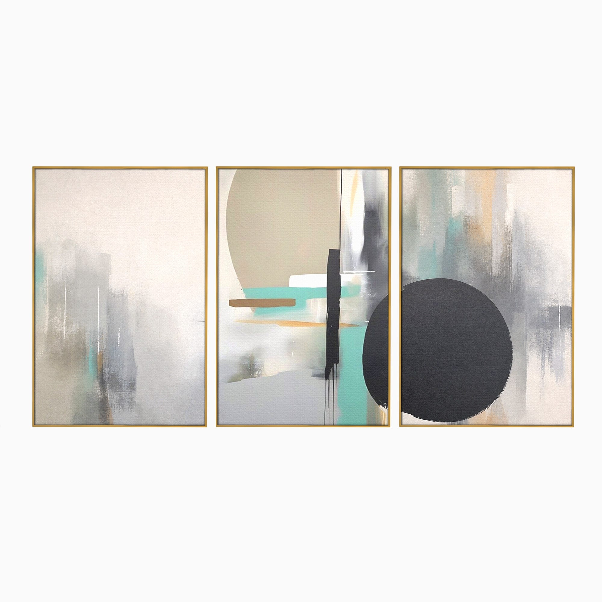 Set 3 Tablouri Canvas Premium LuxCanva® A3-1635, Abstract Circular, Room, Forme, Decorativ, Dormitor, Culori Vibrante