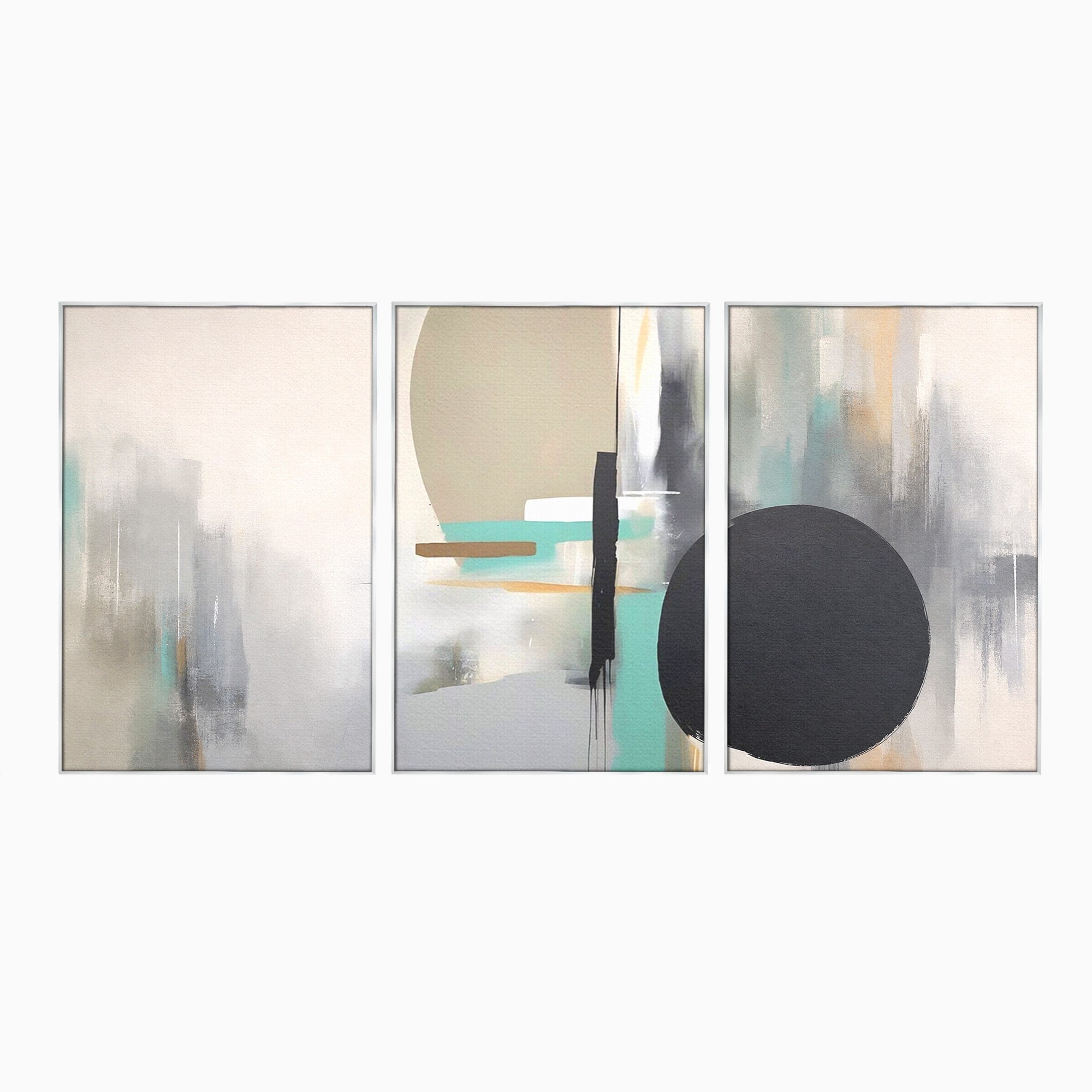 Set 3 Tablouri Canvas Premium LuxCanva® A3-1635, Abstract Circular, Room, Forme, Decorativ, Dormitor, Culori Vibrante