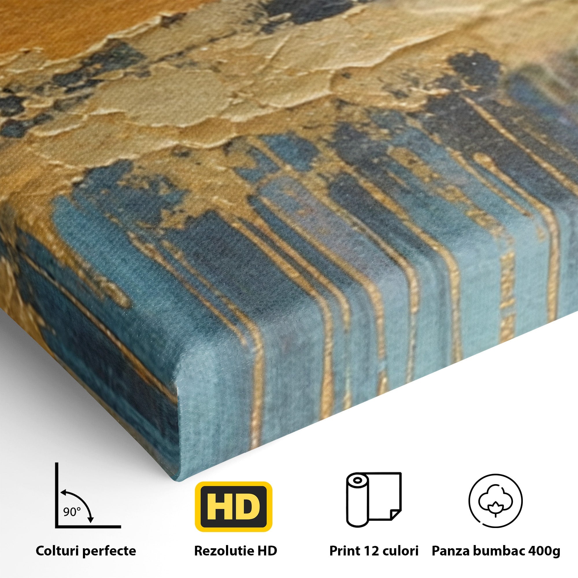 Set 3 Tablouri Canvas Premium LuxCanva® A3-1643, Blue Contrast, Living, Decorativ, Abstract, Cromatic, Dormitor, Culori Vibrante