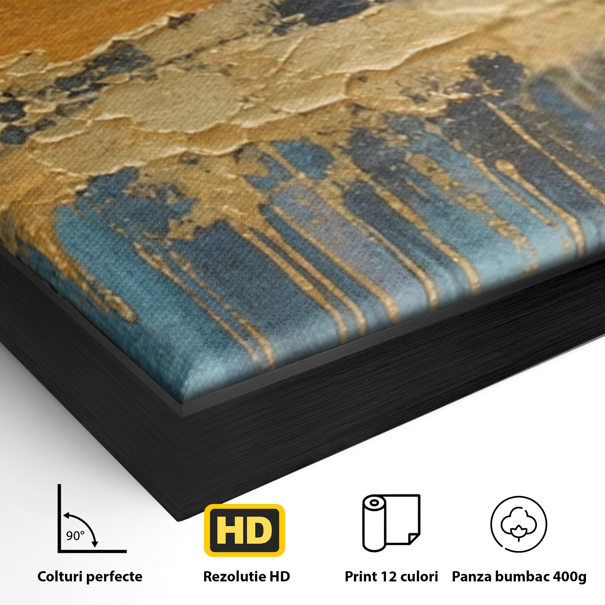 Set 3 Tablouri Canvas Premium LuxCanva® A3-1643, Blue Contrast, Living, Decorativ, Abstract, Cromatic, Dormitor, Culori Vibrante