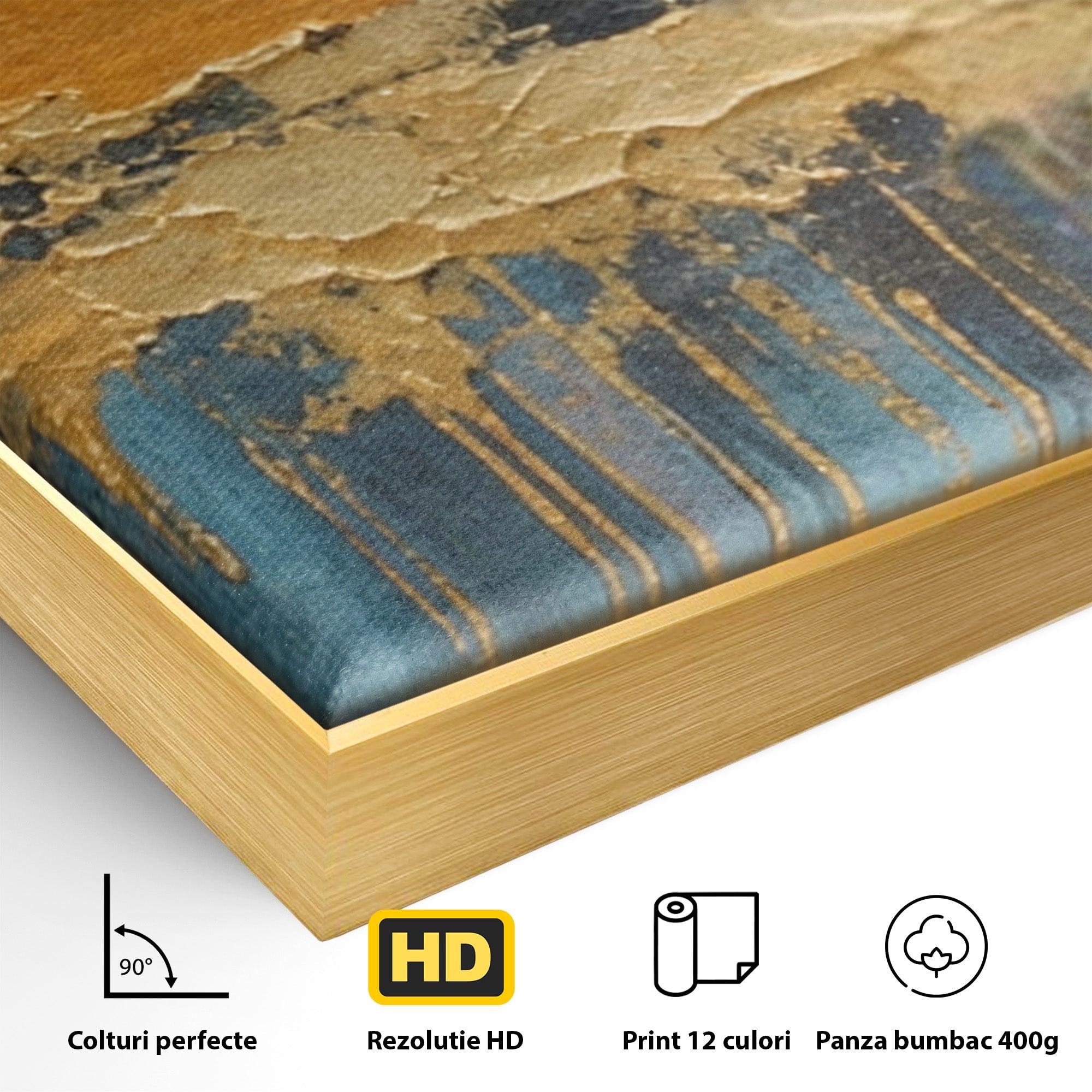 Set 3 Tablouri Canvas Premium LuxCanva® A3-1643, Blue Contrast, Living, Decorativ, Abstract, Cromatic, Dormitor, Culori Vibrante
