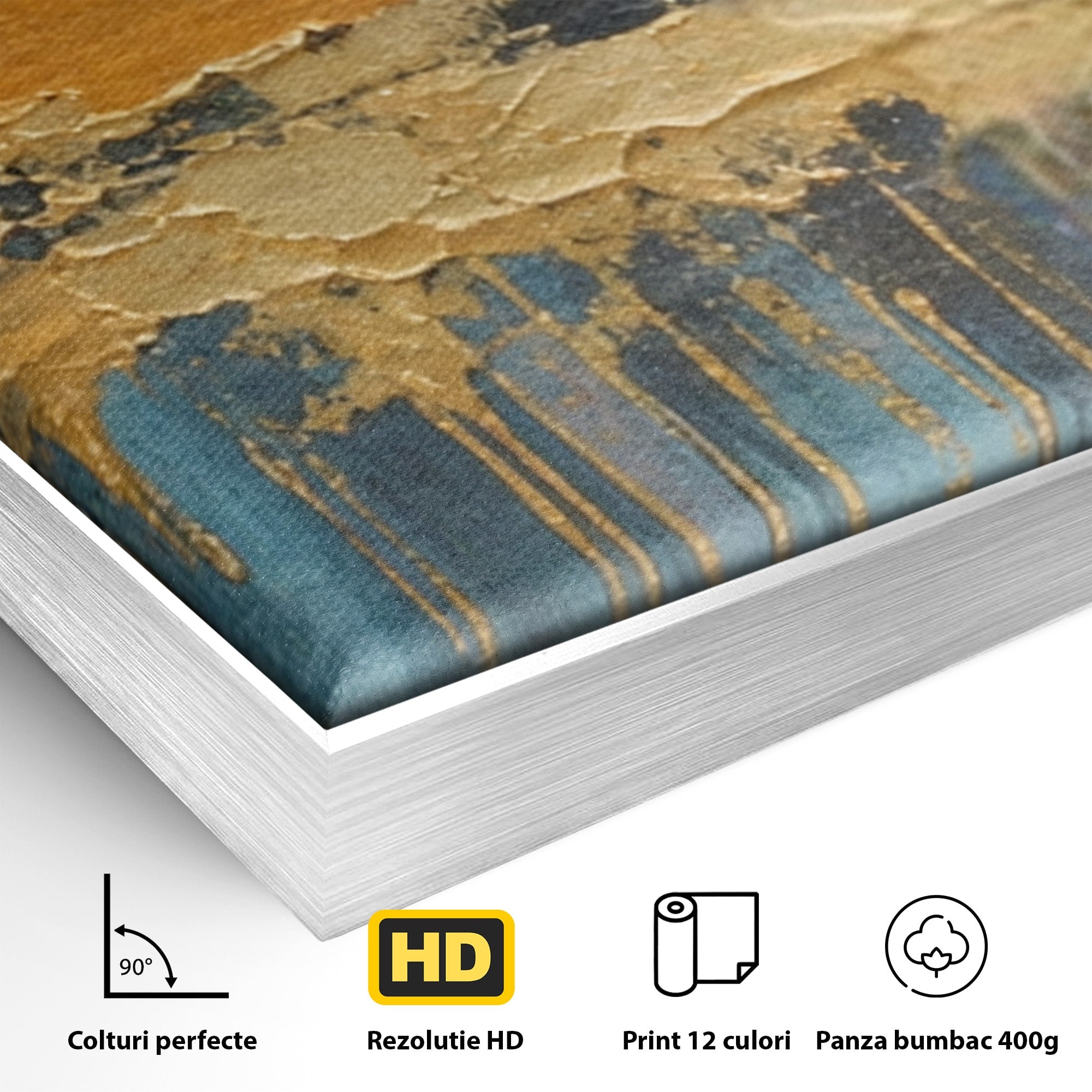 Set 3 Tablouri Canvas Premium LuxCanva® A3-1643, Blue Contrast, Living, Decorativ, Abstract, Cromatic, Dormitor, Culori Vibrante