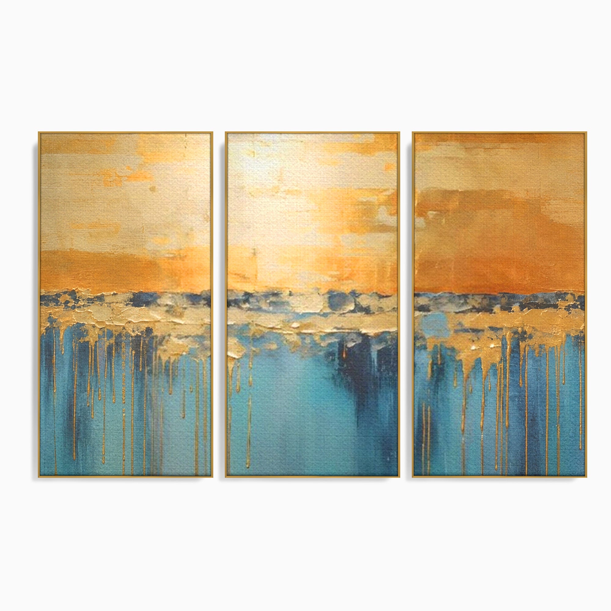 Set 3 Tablouri Canvas Premium LuxCanva® A3-1643, Blue Contrast, Living, Decorativ, Abstract, Cromatic, Dormitor, Culori Vibrante