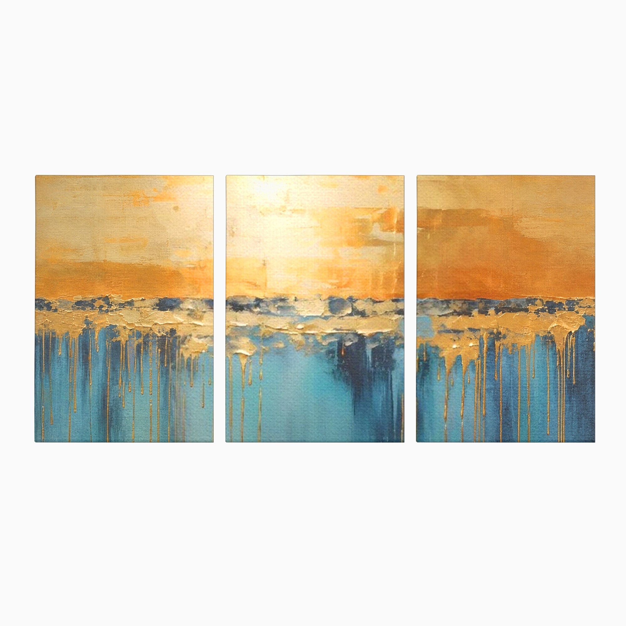 Set 3 Tablouri Canvas Premium LuxCanva® A3-1643, Blue Contrast, Living, Decorativ, Abstract, Cromatic, Dormitor, Culori Vibrante