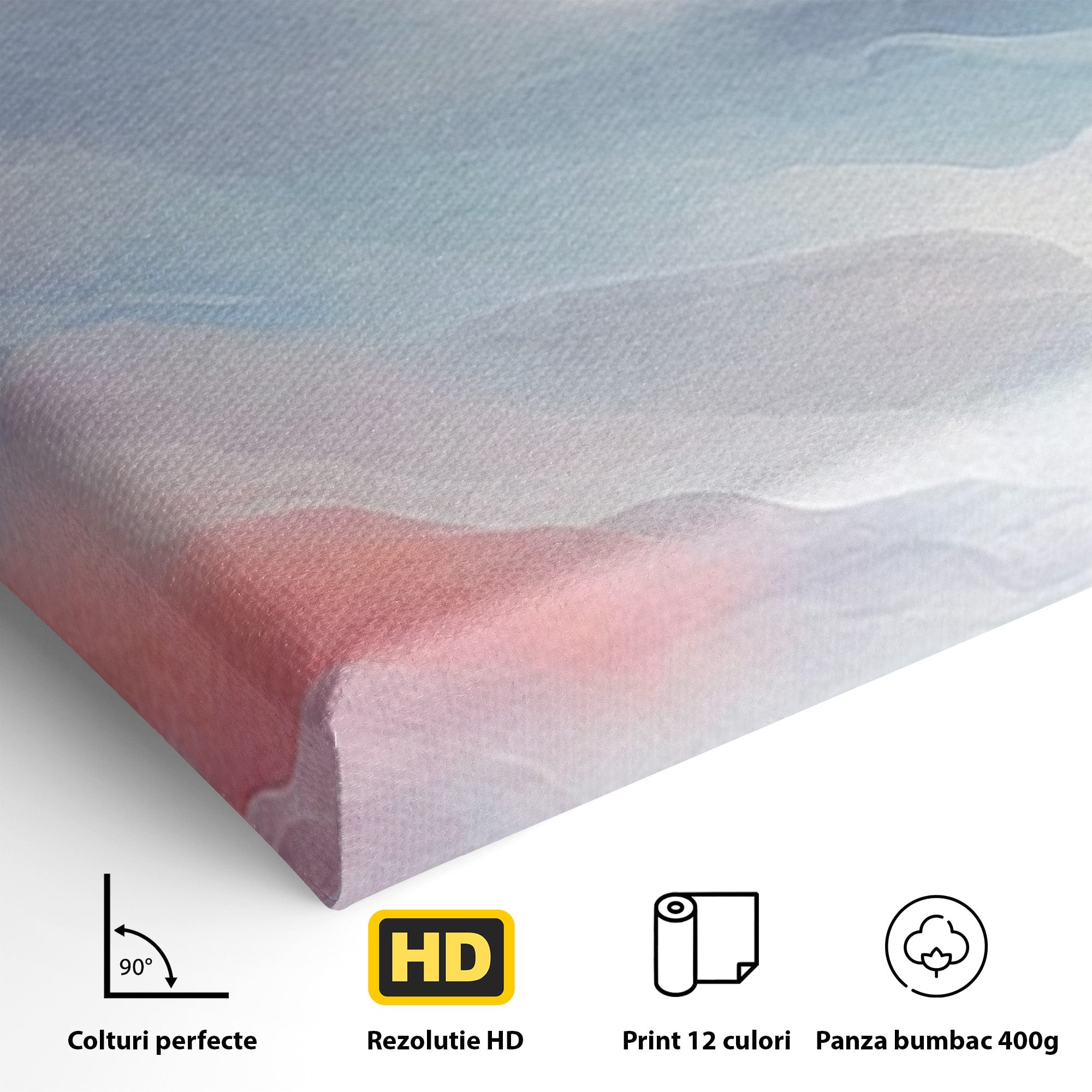 Set 3 Tablouri Canvas Premium LuxCanva® A3-1644, Pink Contrast, Dormitor, Decorativ, Landscape, Cromatic, Living, Culori Vibrante