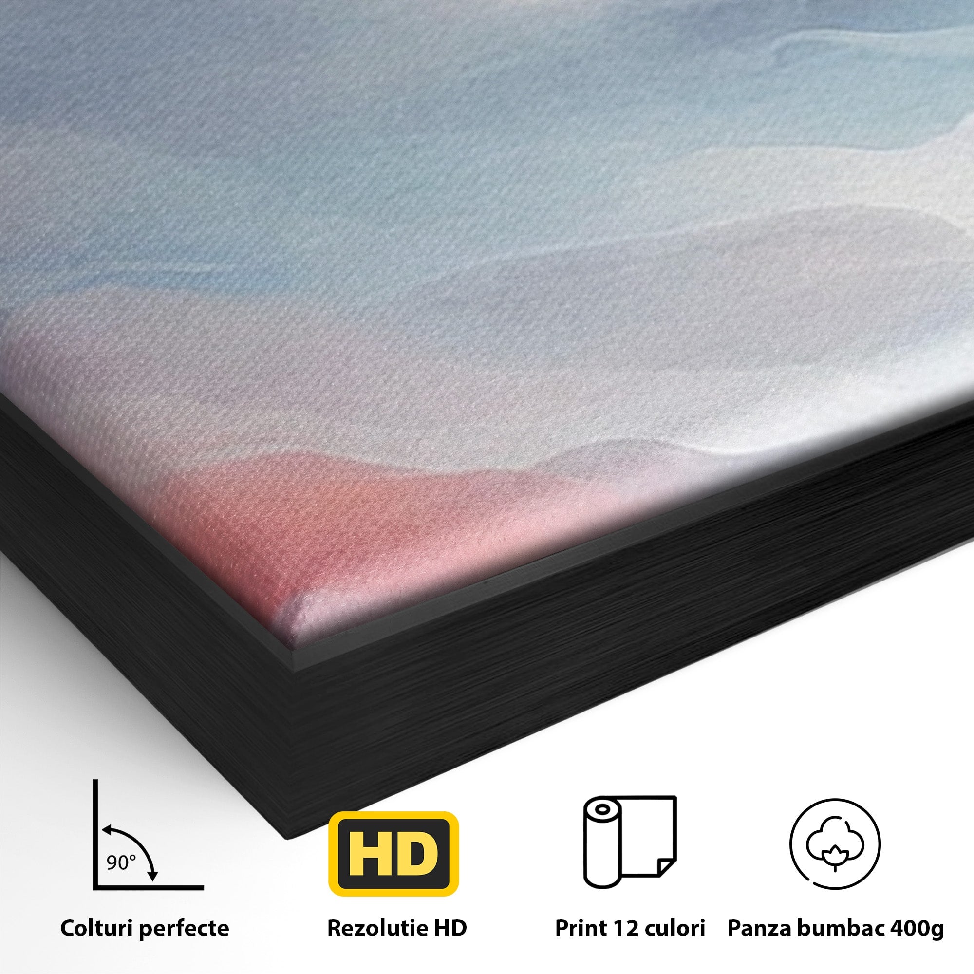 Set 3 Tablouri Canvas Premium LuxCanva® A3-1644, Pink Contrast, Dormitor, Decorativ, Landscape, Cromatic, Living, Culori Vibrante